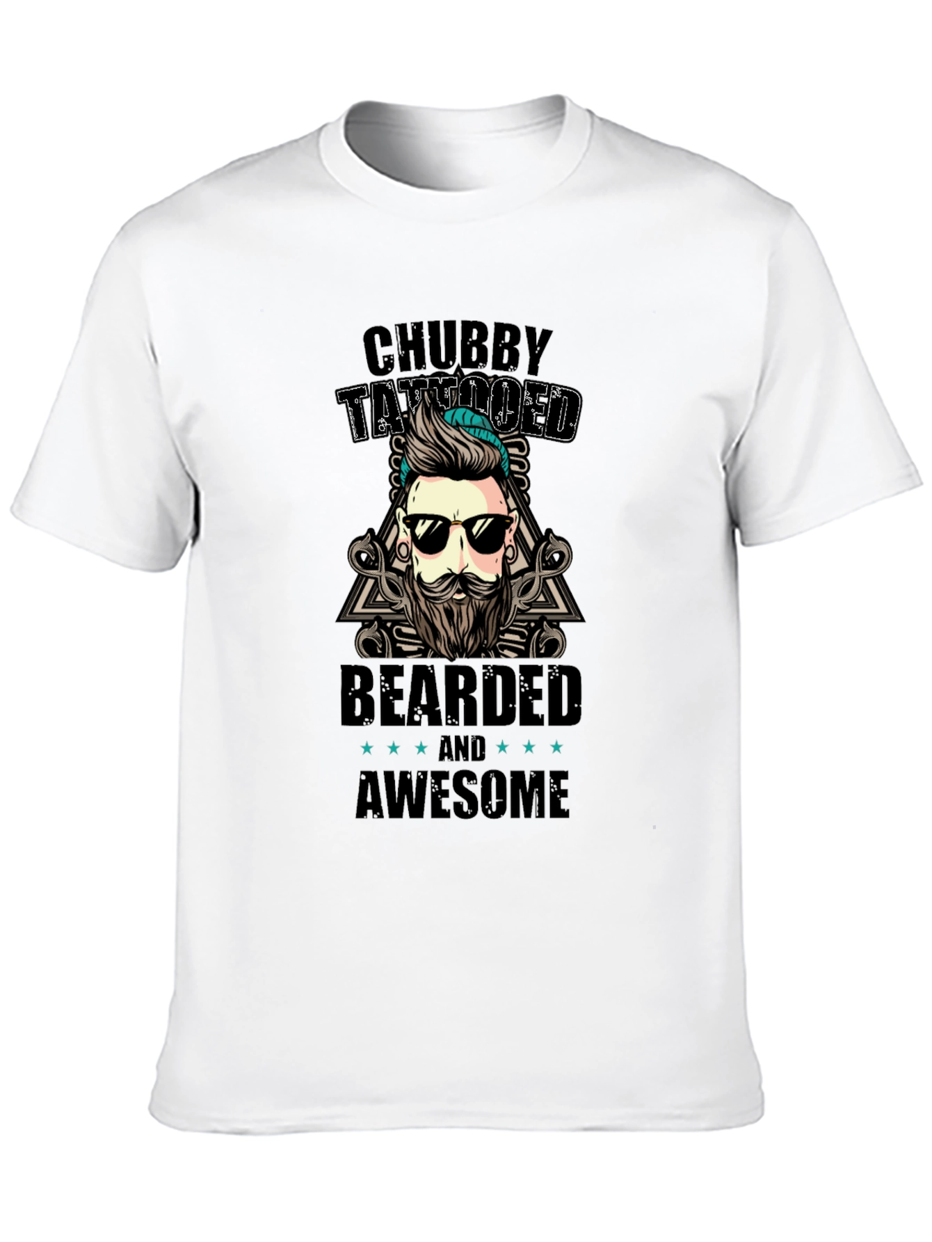 Black Chubby Tattooed Bearded Awesome Black T-Shirt view 10