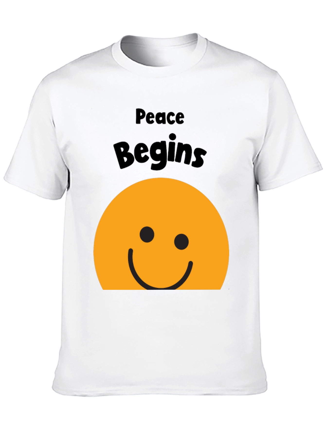 Black Peace Begins Smiley Face T-Shirt - Black view 10