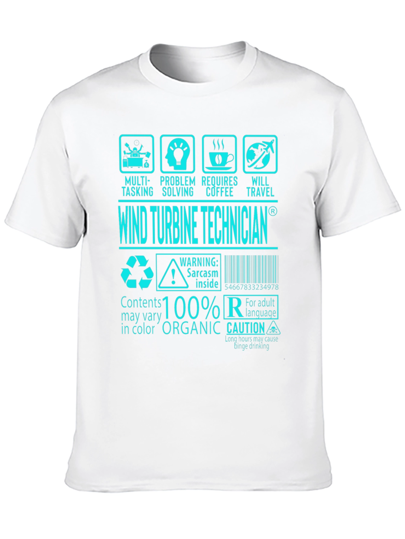 Black Wind Turbine Technician Graphic Tee view 10