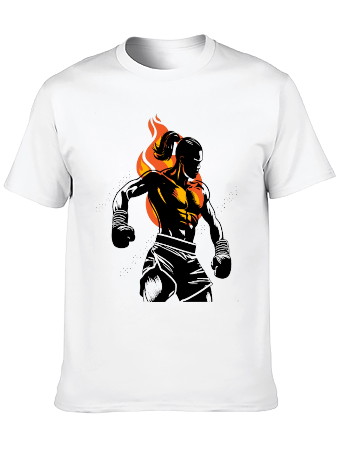 Black Flaming Fighter Graphic Tee view 10