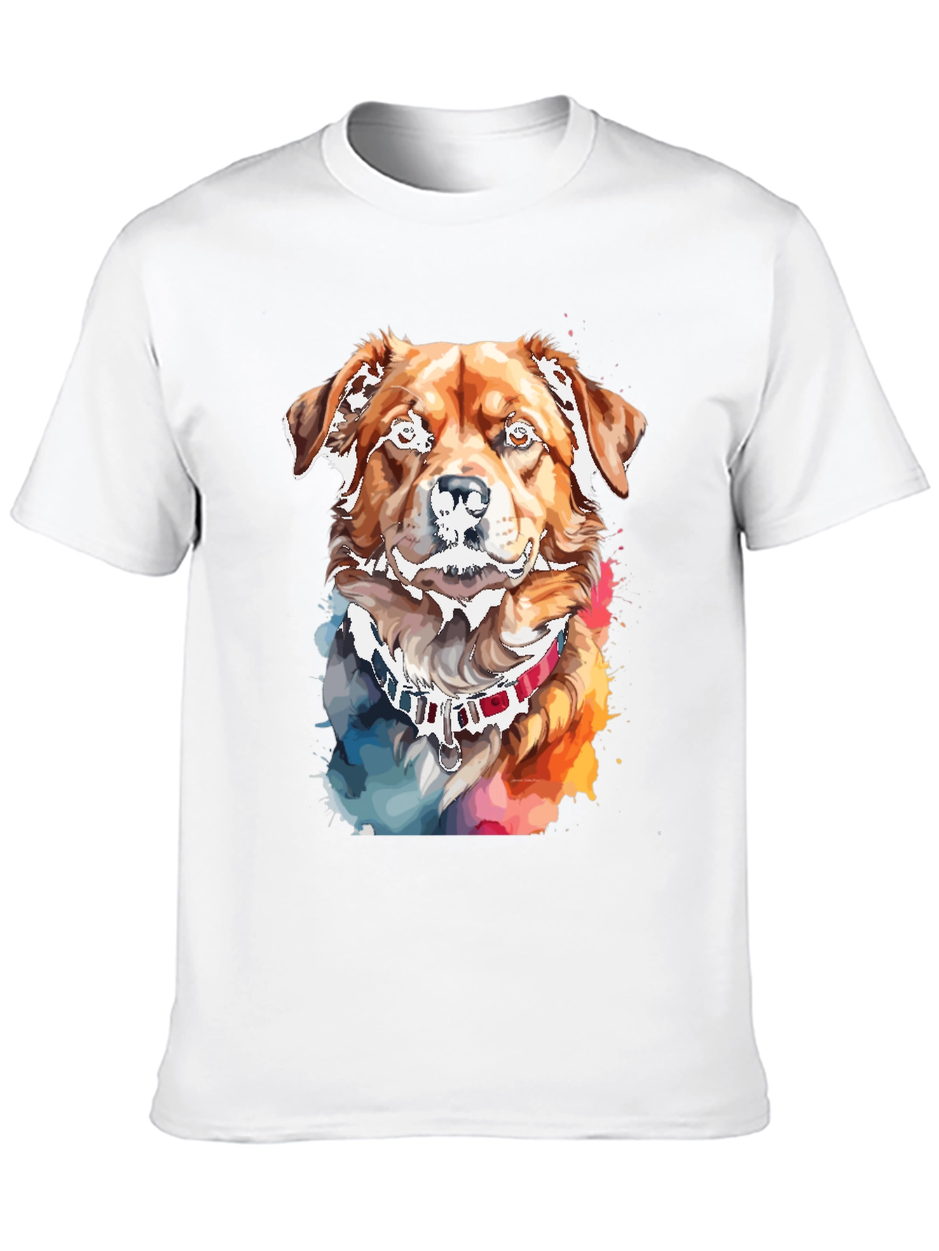 Black Watercolor Dog Print Black T-Shirt view 10