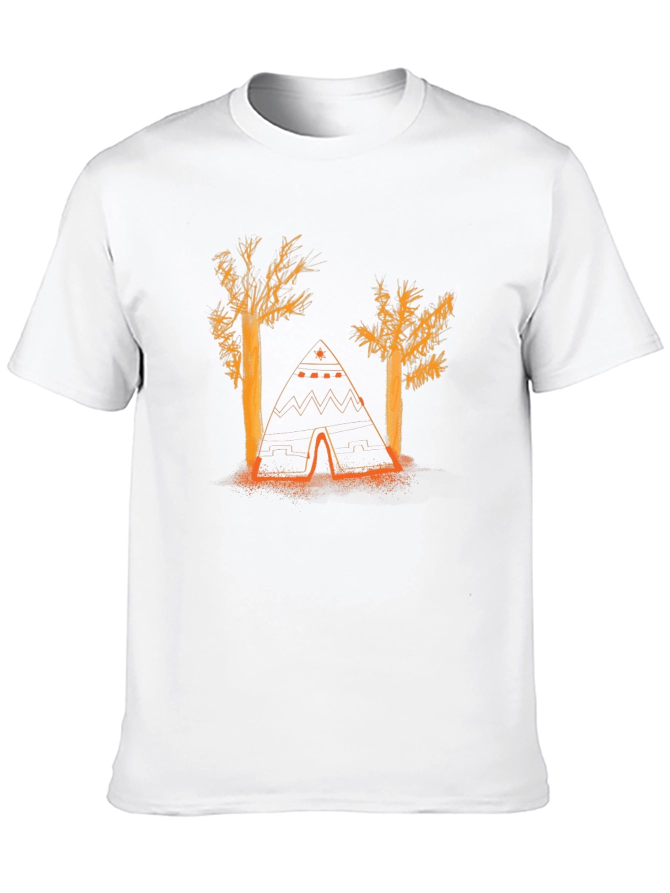 Black Nature Tee: Tent and Trees Graphic T-Shirt view 10