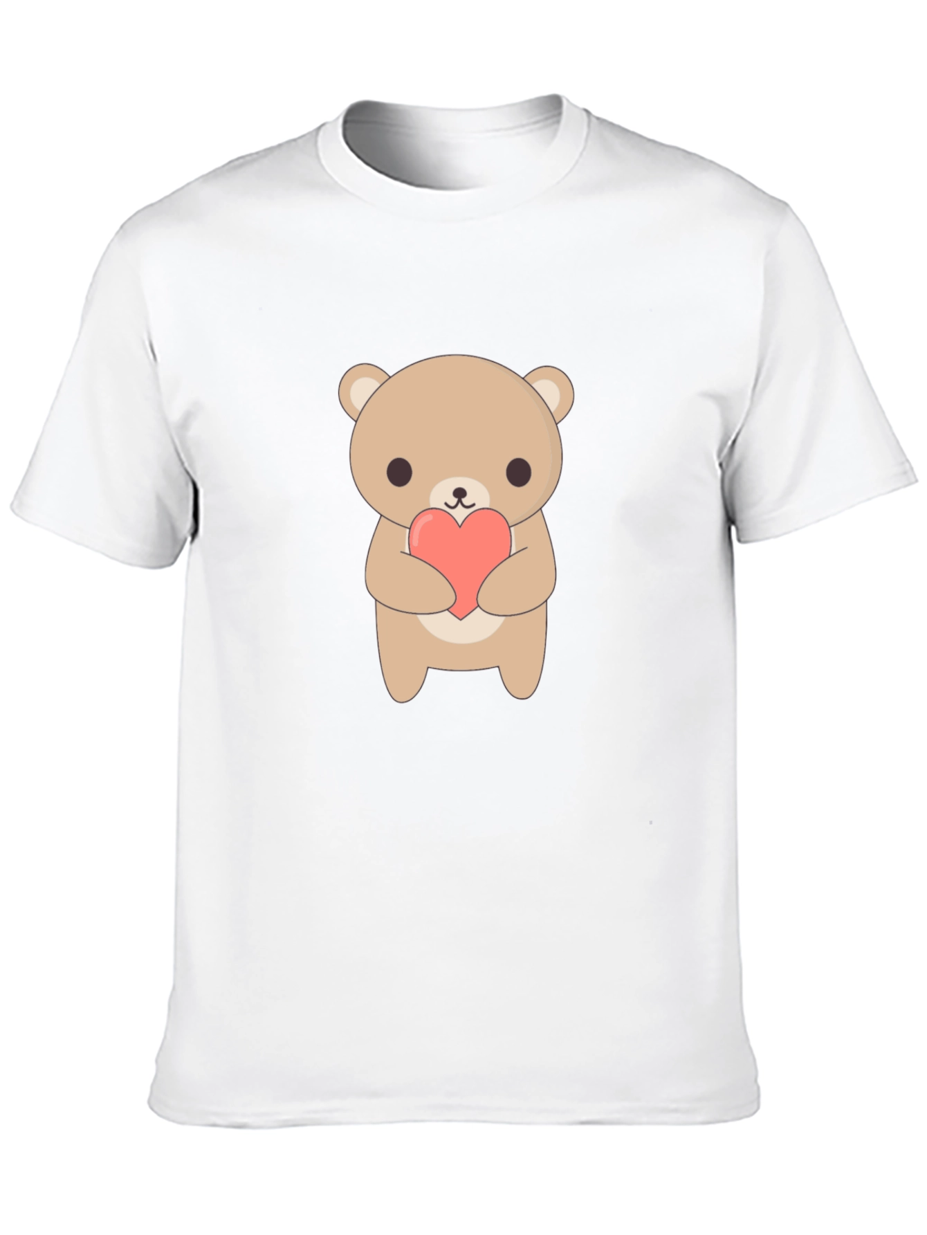 Black Cute Bear Holding Heart Black T-Shirt view 10