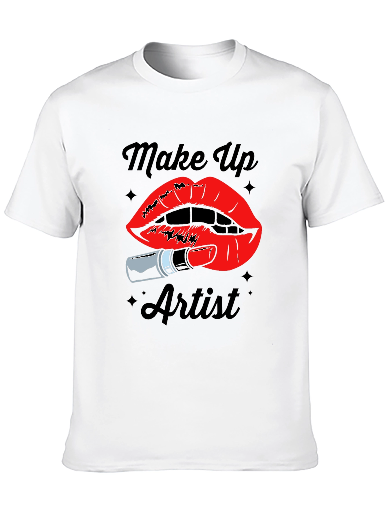 Black Makeup Artist T-Shirt - Lipstick & Lips Design view 10