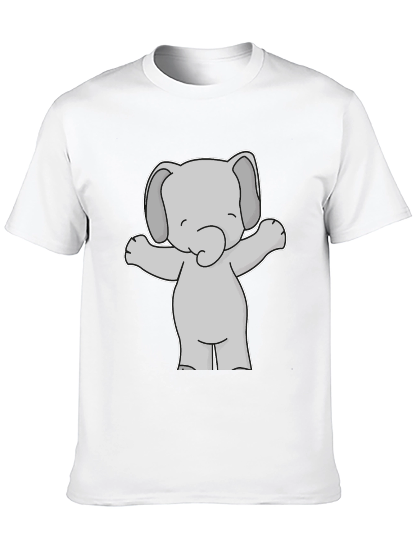 Black Cute Elephant Graphic Tee - Black Cotton T-Shirt view 10