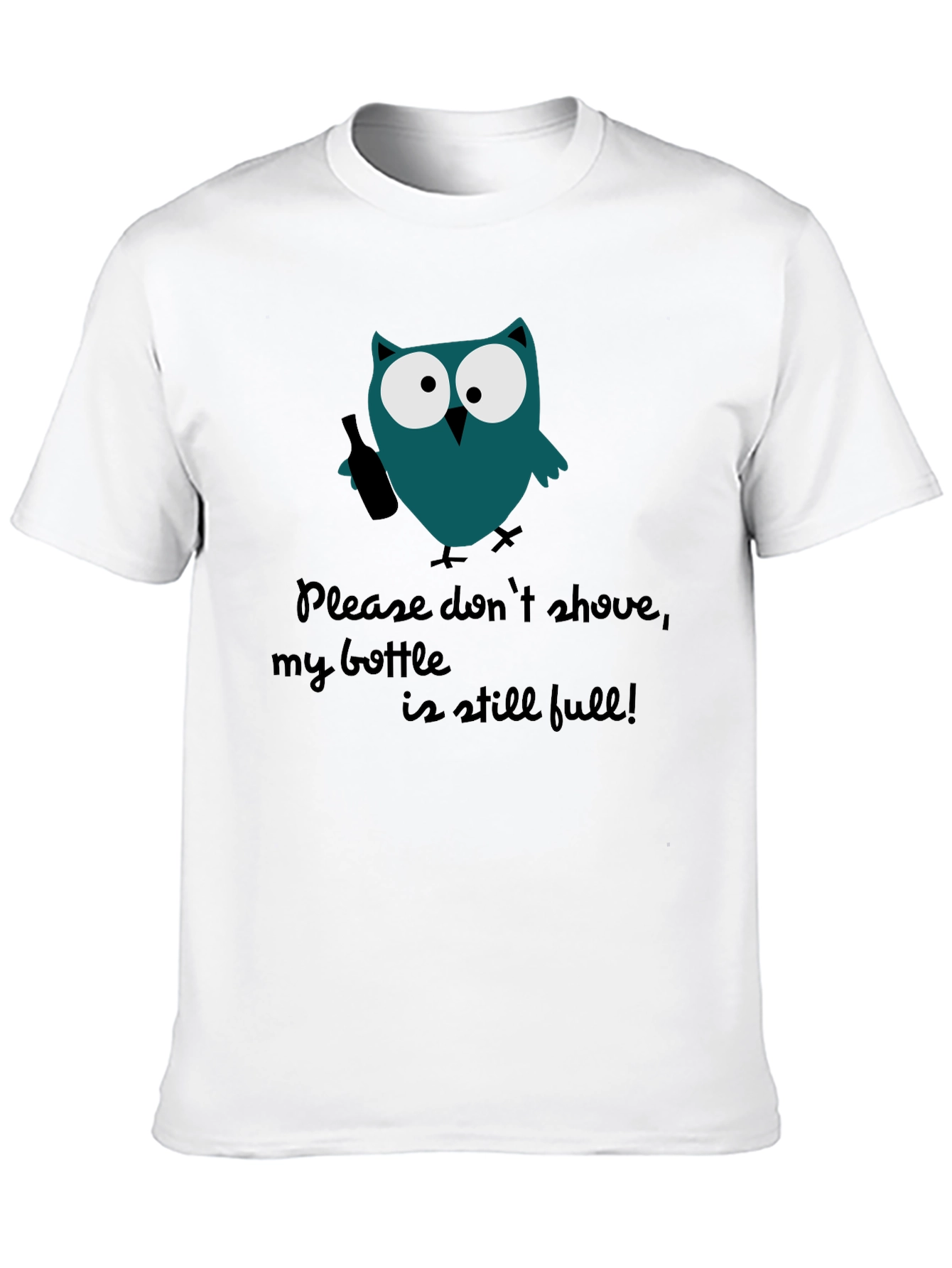 Black Funny Owl Bottle Graphic Men's T-Shirt view 10