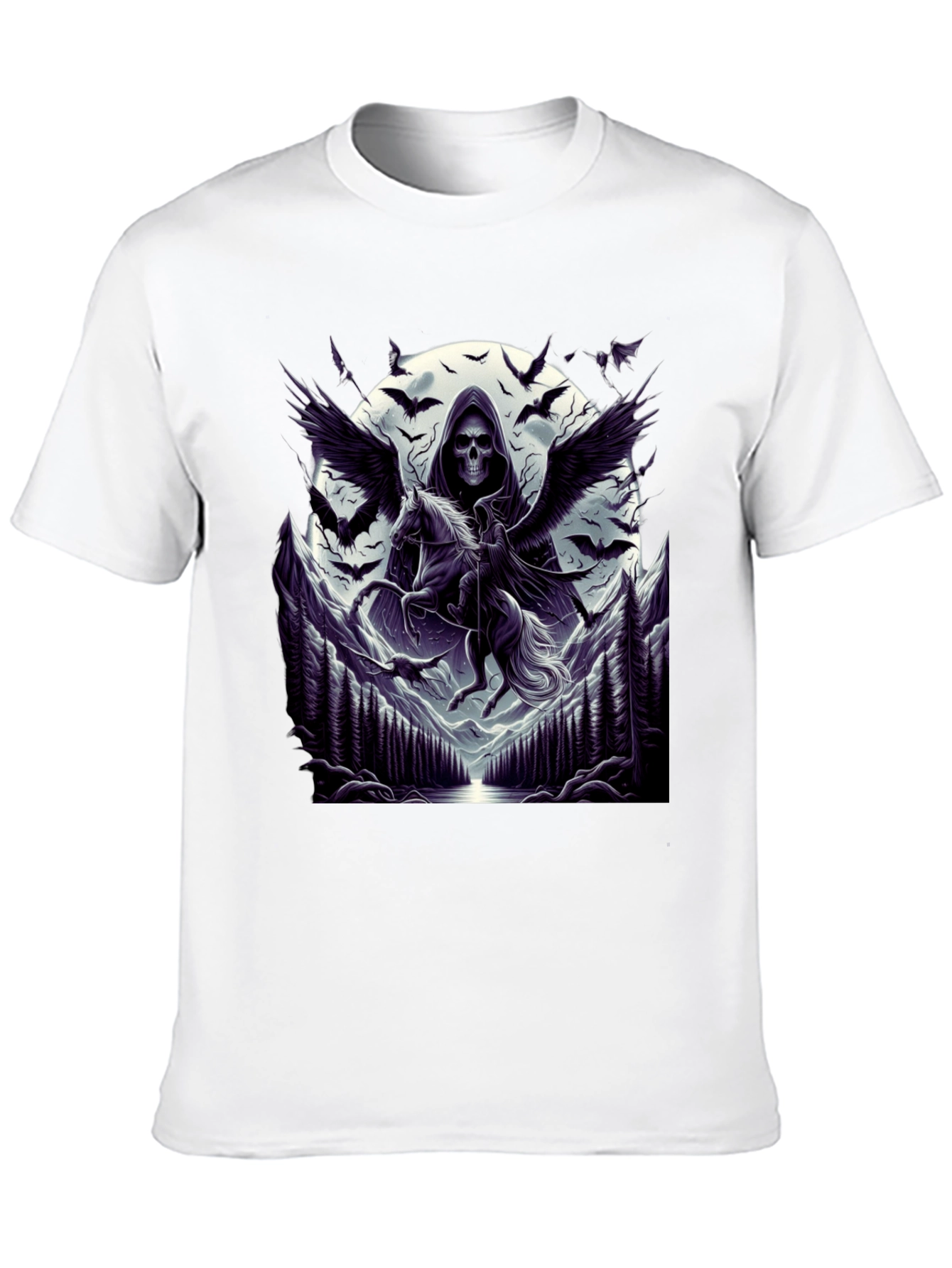 Black Grim Reaper Pegasus T-Shirt - Dark Fantasy Tee view 10