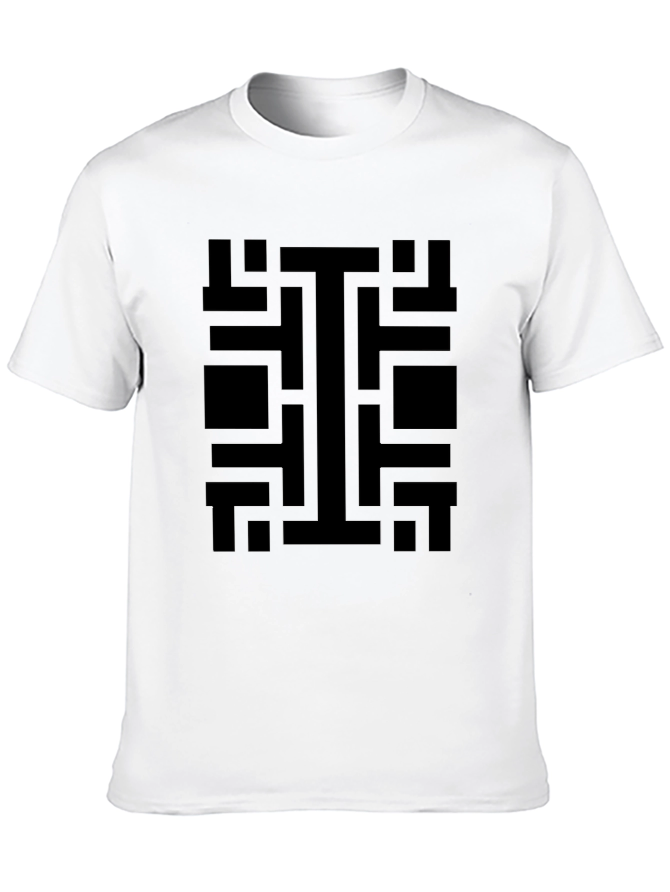 Black Geometric Pattern Black T-Shirt view 10