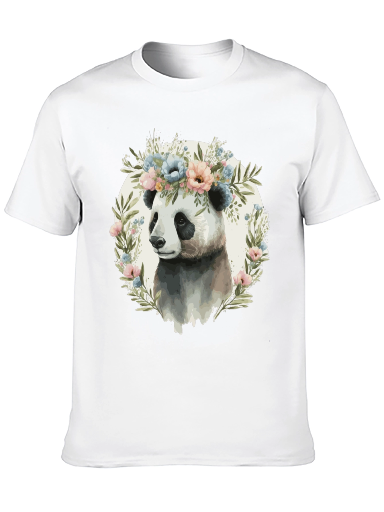 Black Panda Floral Wreath Graphic Tee - Unique Animal Lover Shirt view 10