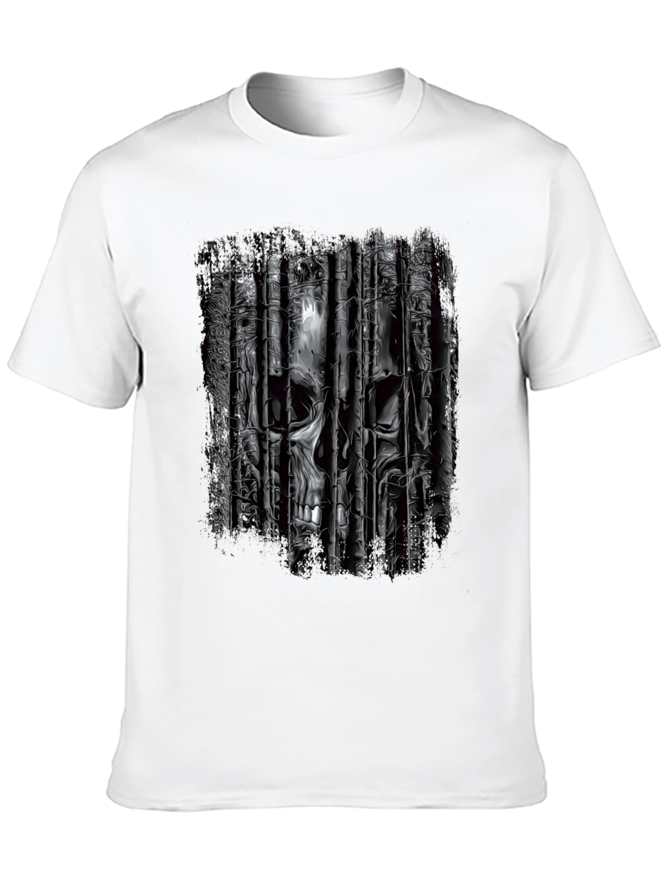 Black Skull Bars Graphic T-Shirt - Edgy Black Tee view 10