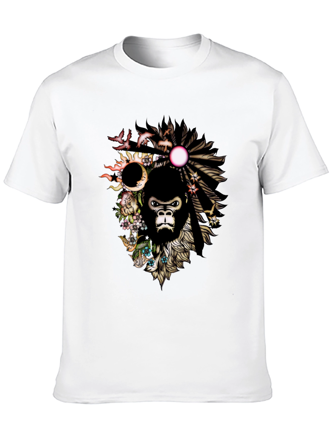 Black Gorilla Art T-Shirt - Unique Graphic Tee view 10