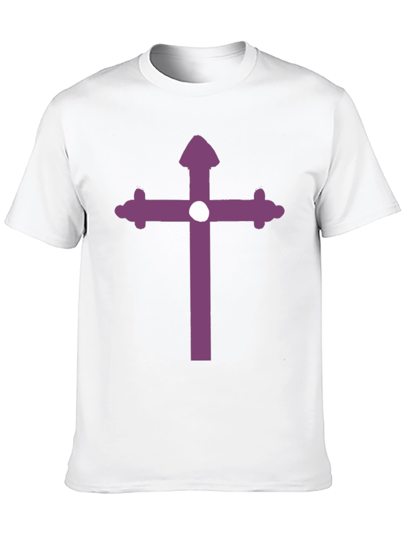 Black Black T-Shirt with Purple Cross Design view 10
