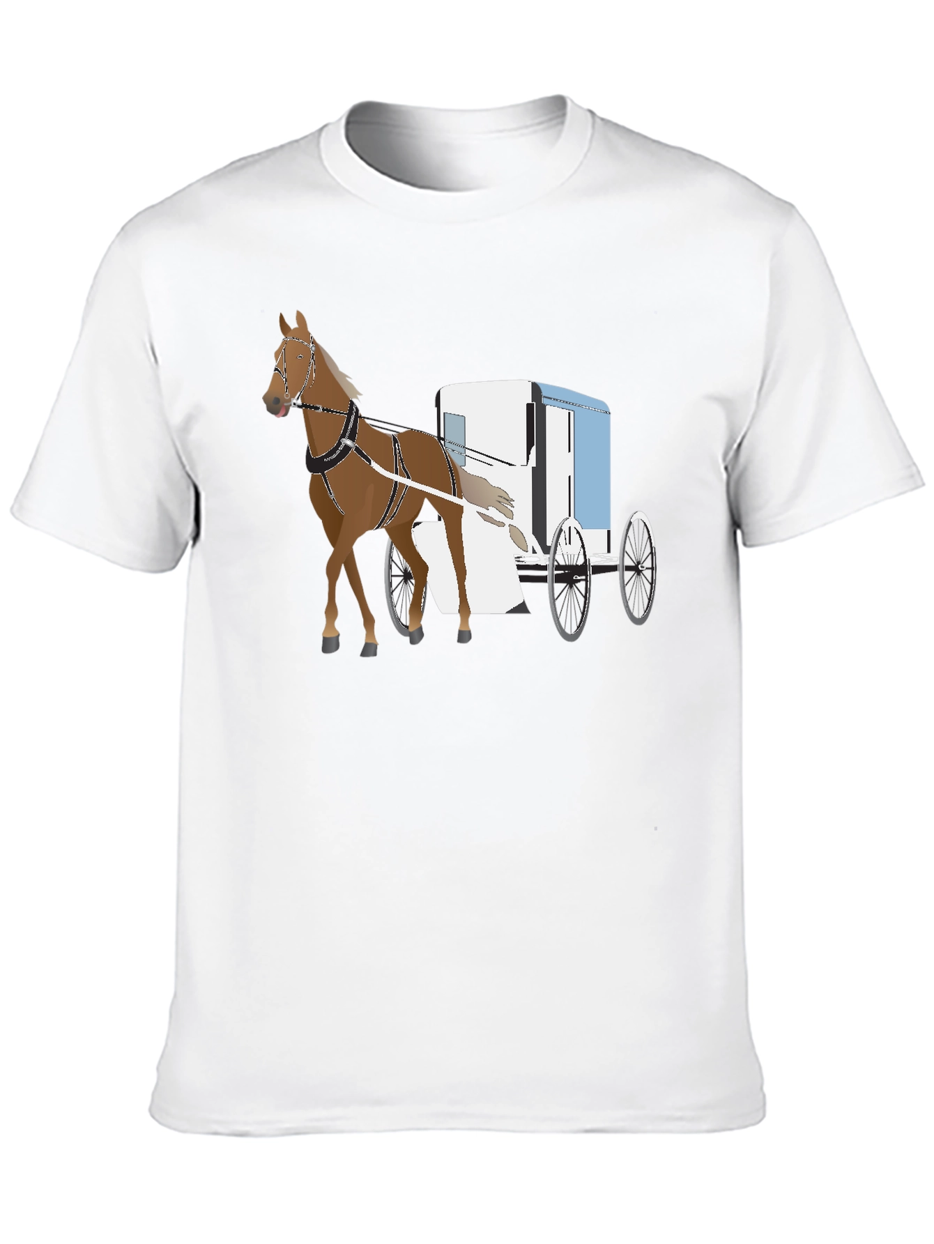 Black Horse & Buggy Graphic Tee - Classic Style view 10