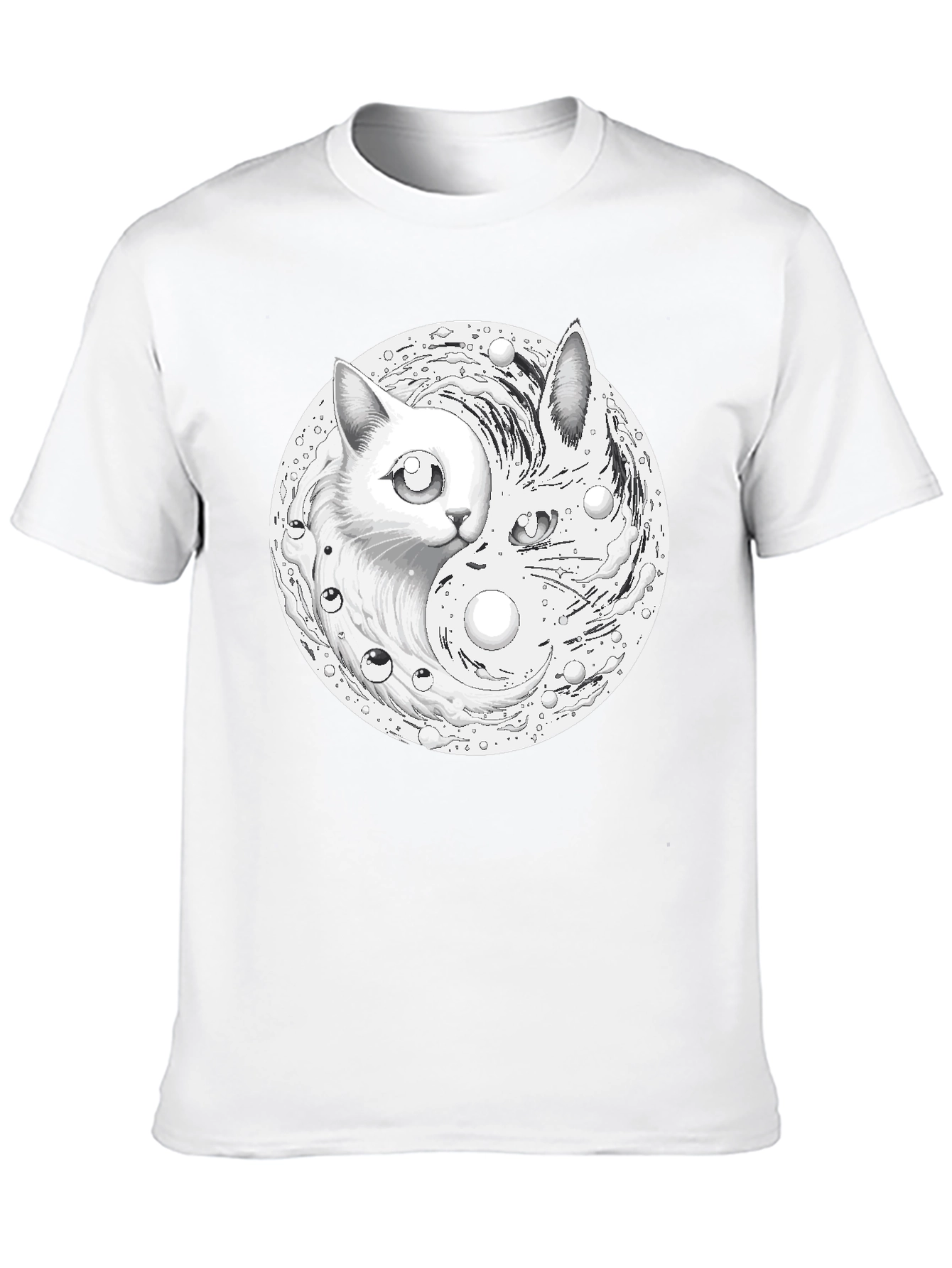 Black Yin Yang Cat Graphic Tee view 10