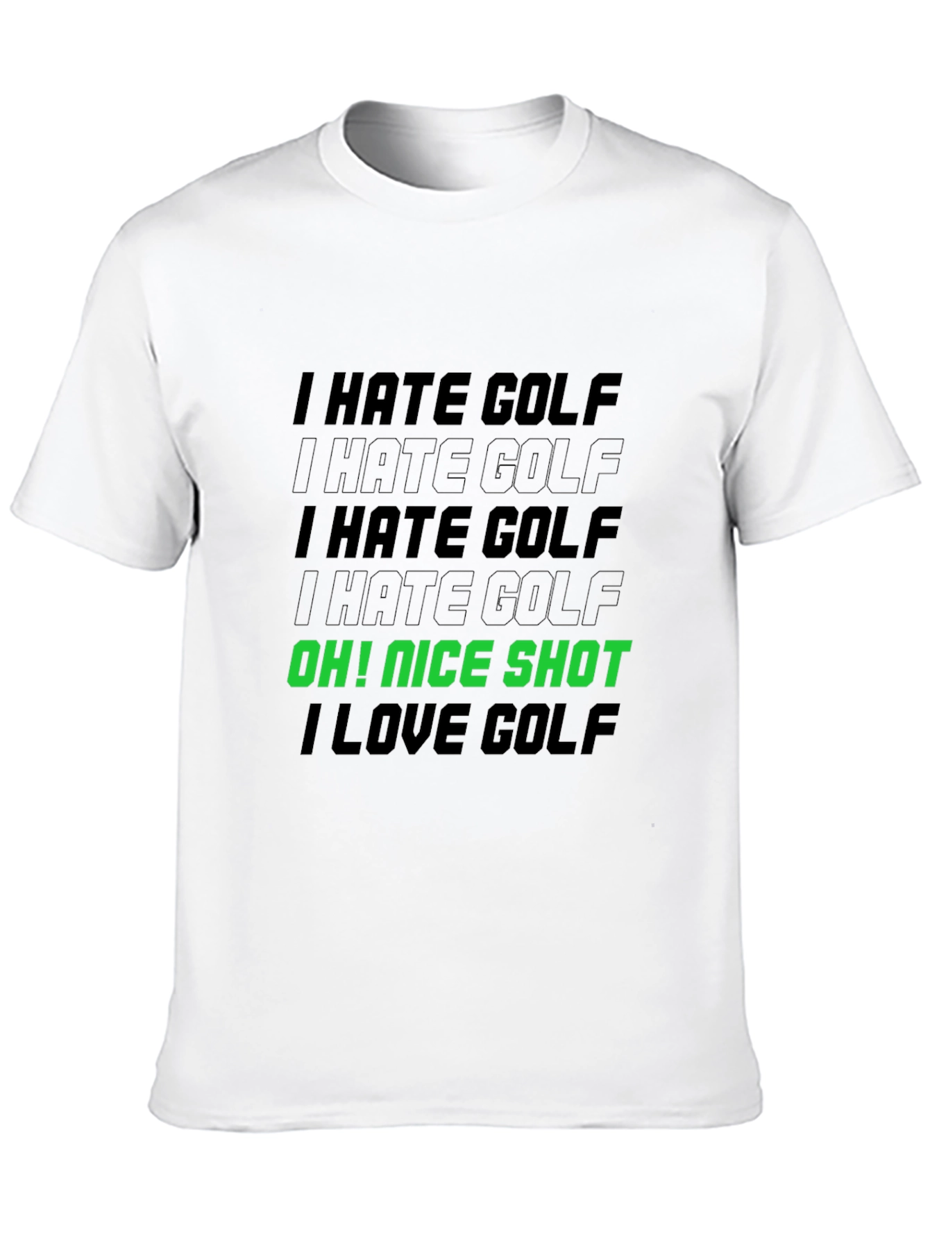 Black I Hate Golf, Funny Golfing T-Shirt view 10