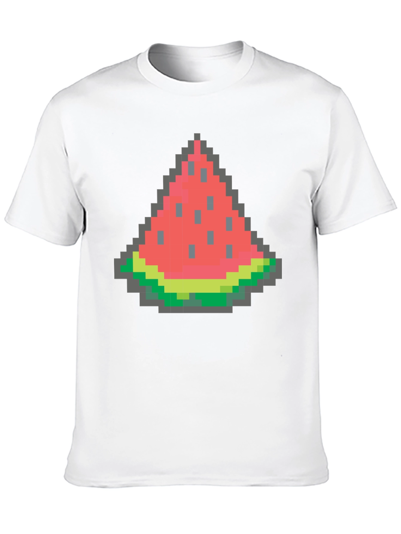 Black Pixel Watermelon Graphic Tee - Black Cotton Shirt view 10