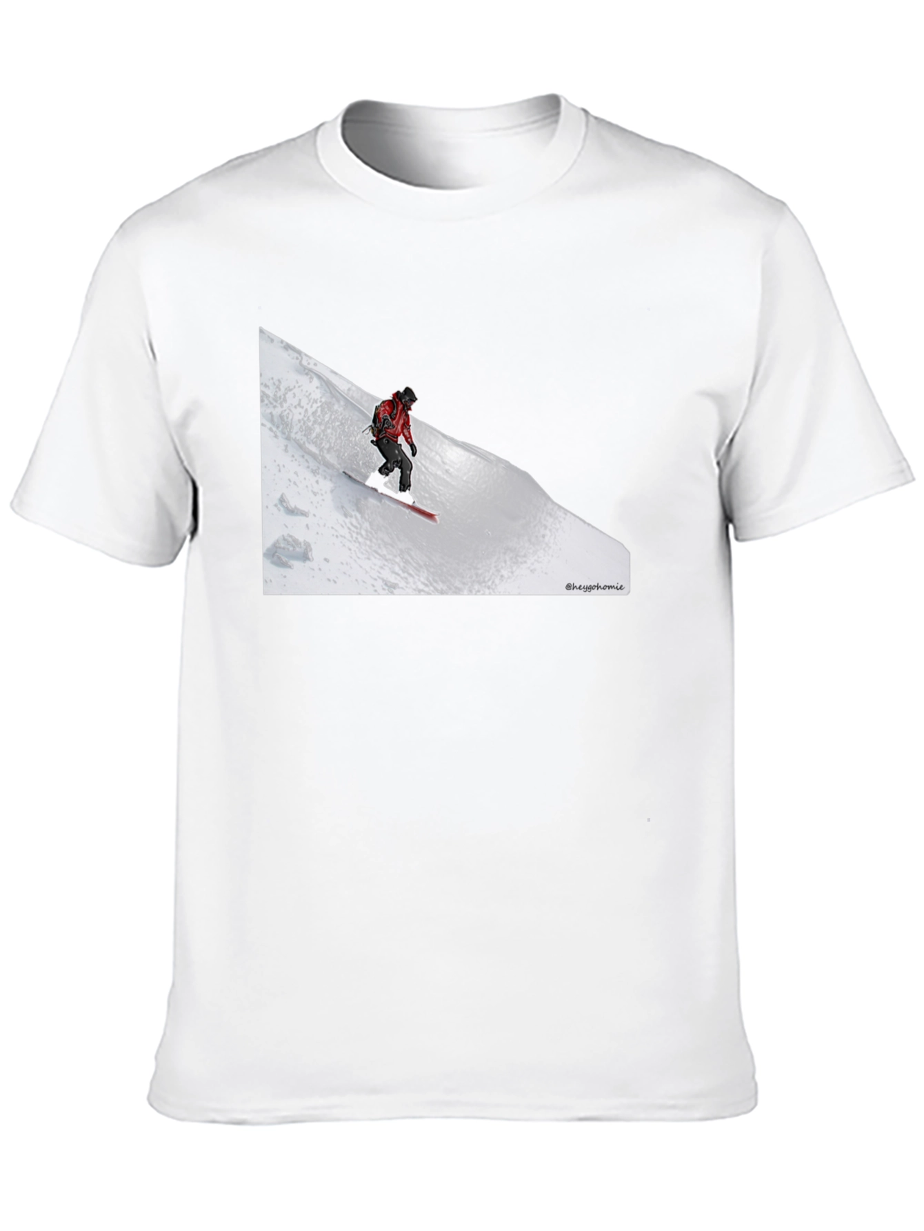 Black Snowboarder Graphic Tee - Black Cotton T-Shirt view 10