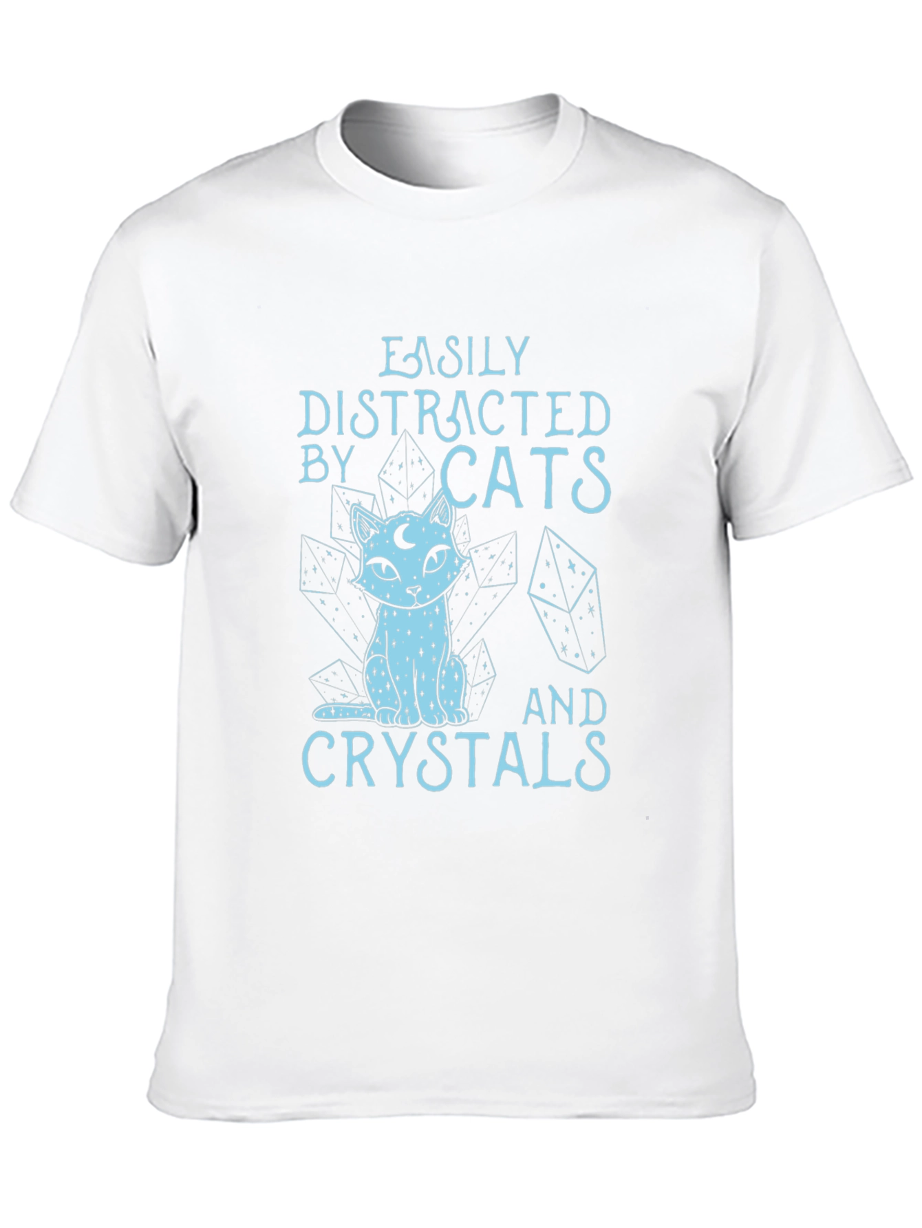 Black Easily Distracted by Cats & Crystals T-Shirt view 10