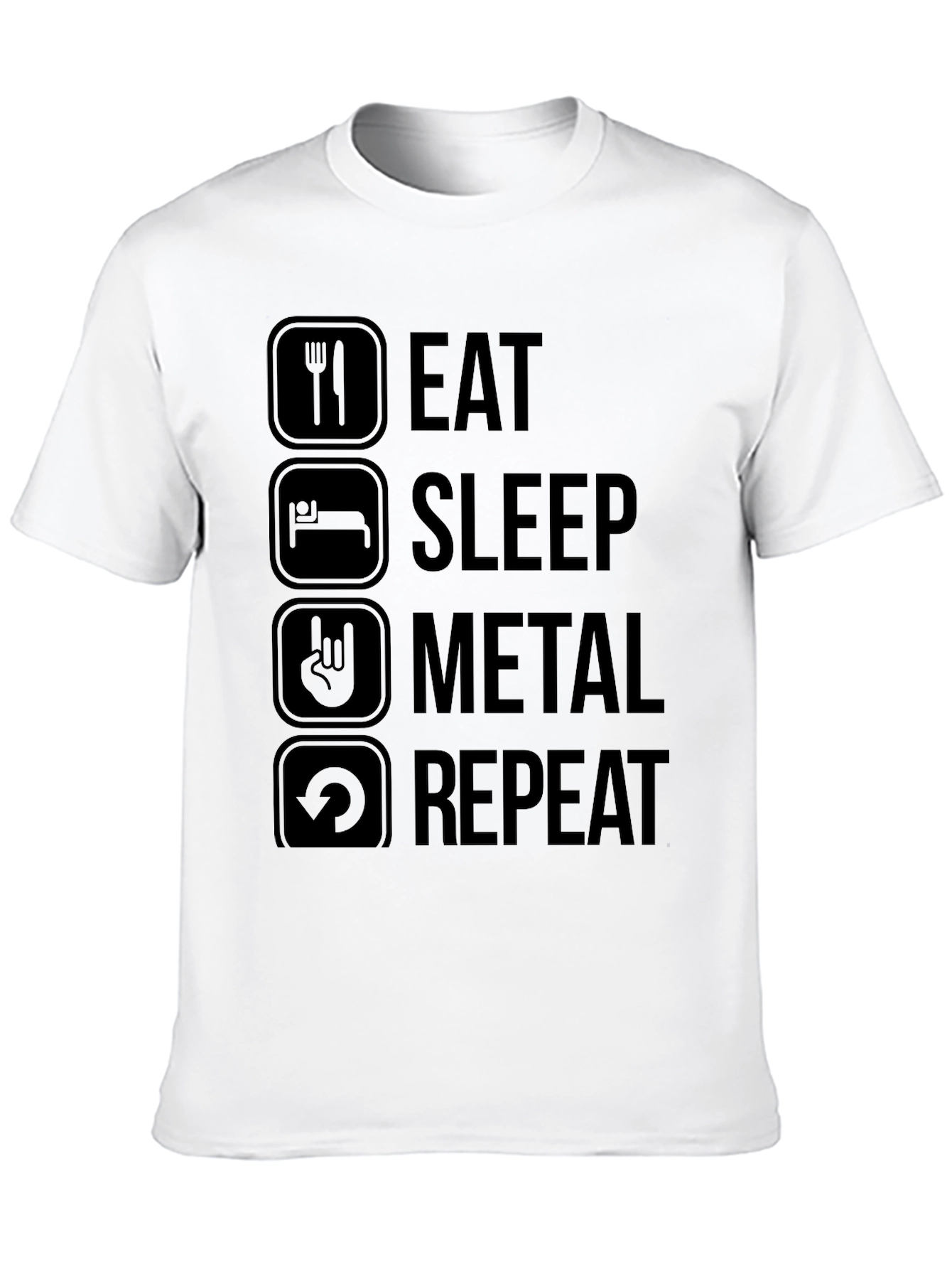 Black Eat Sleep Metal Repeat Black T-Shirt view 10