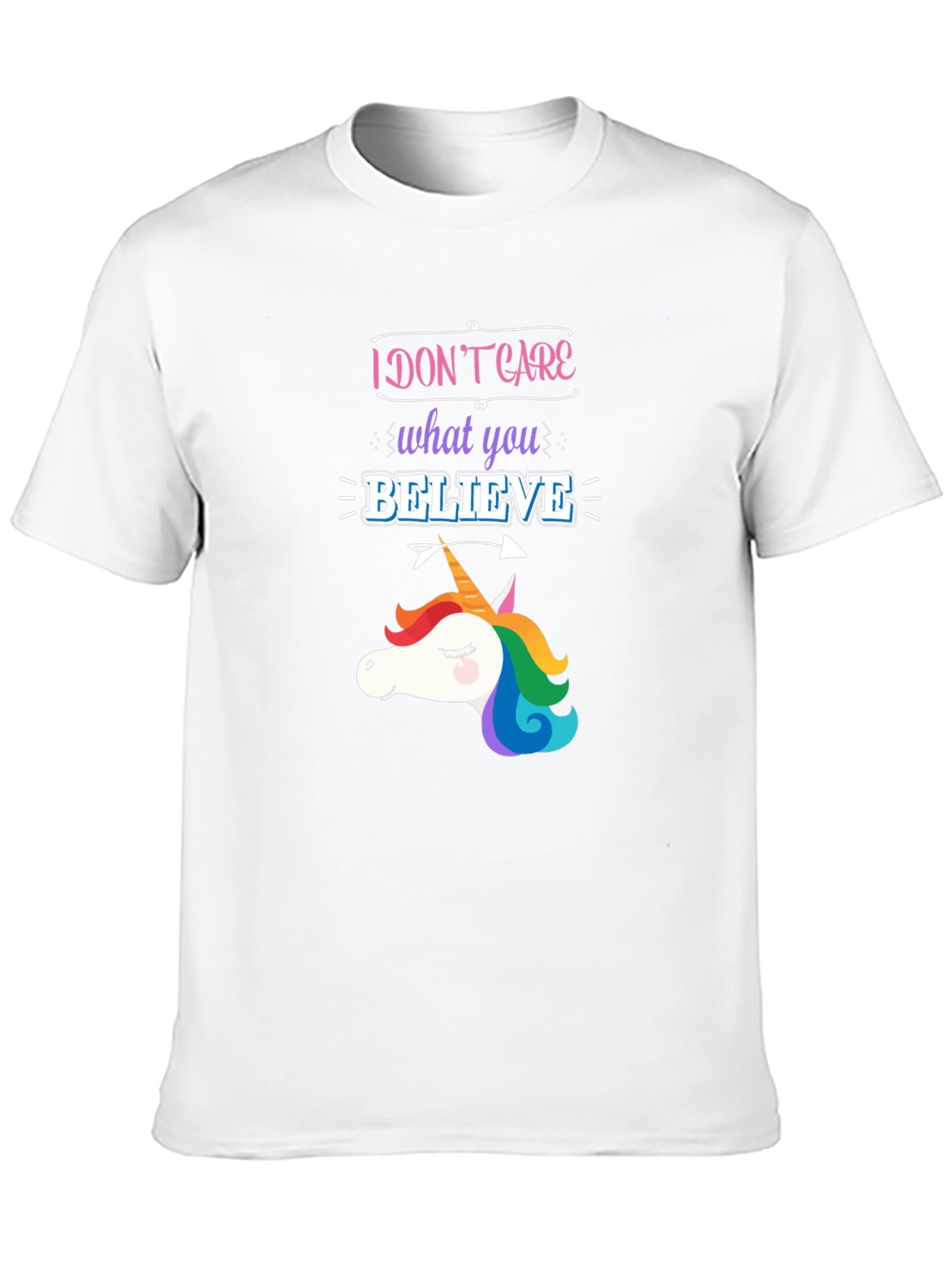 Black I Don't Care What You Believe Unicorn Graphic Tee view 10