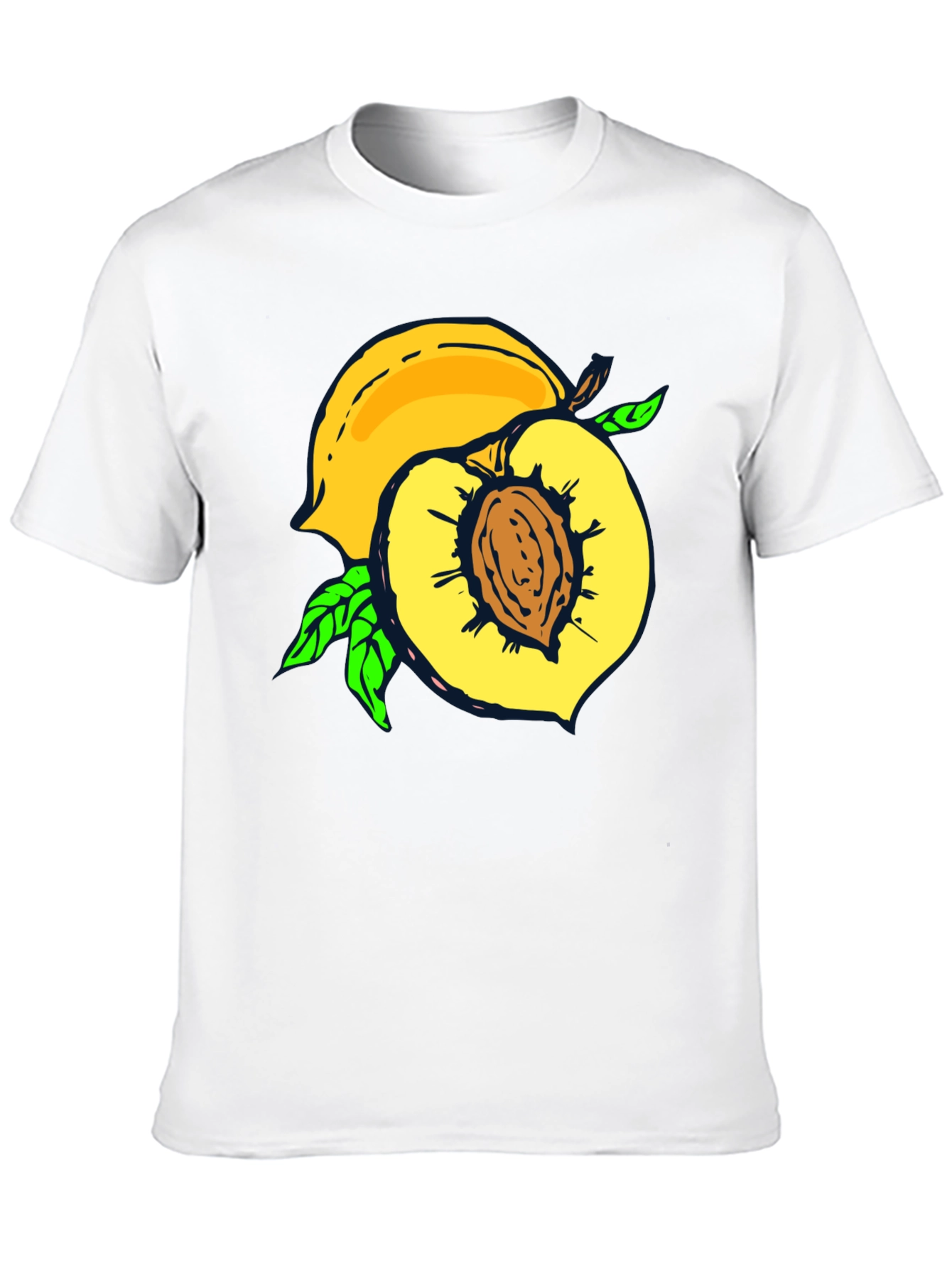 Black Peach Graphic Tee - Fruit Lover's Casual Black T-Shirt view 10