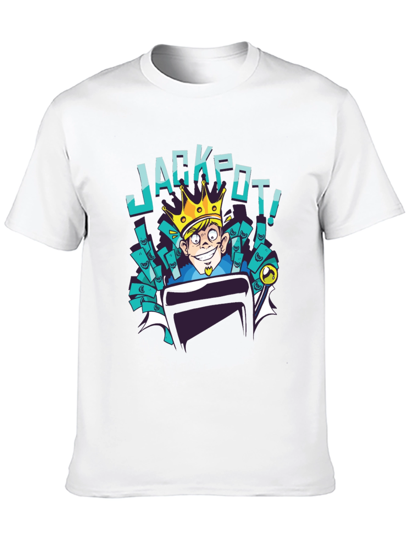 Black Jackpot Cartoon T-Shirt - Lucky King Design view 10