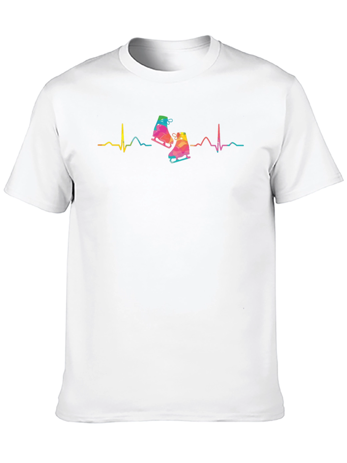 Black Skating Heartbeat Tee - Colorful Ice Skate T-Shirt view 10