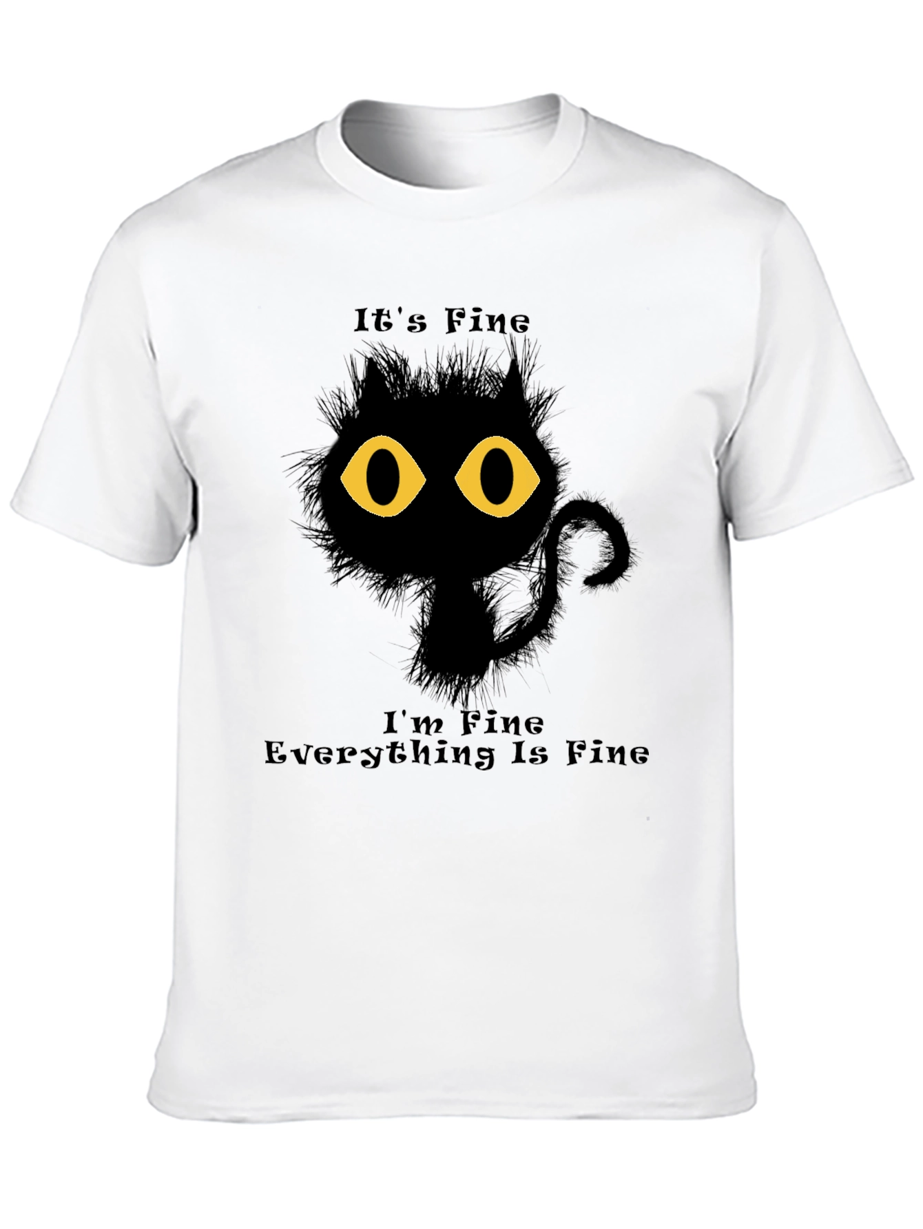 Black It's Fine Cat Graphic T-Shirt view 10