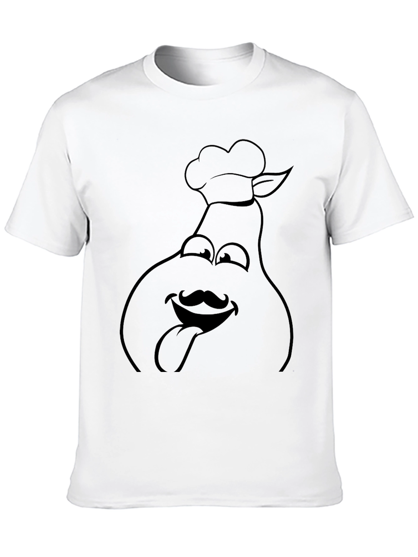 Black Funny Chef Pear Graphic Tee - Black Cotton T-Shirt view 10