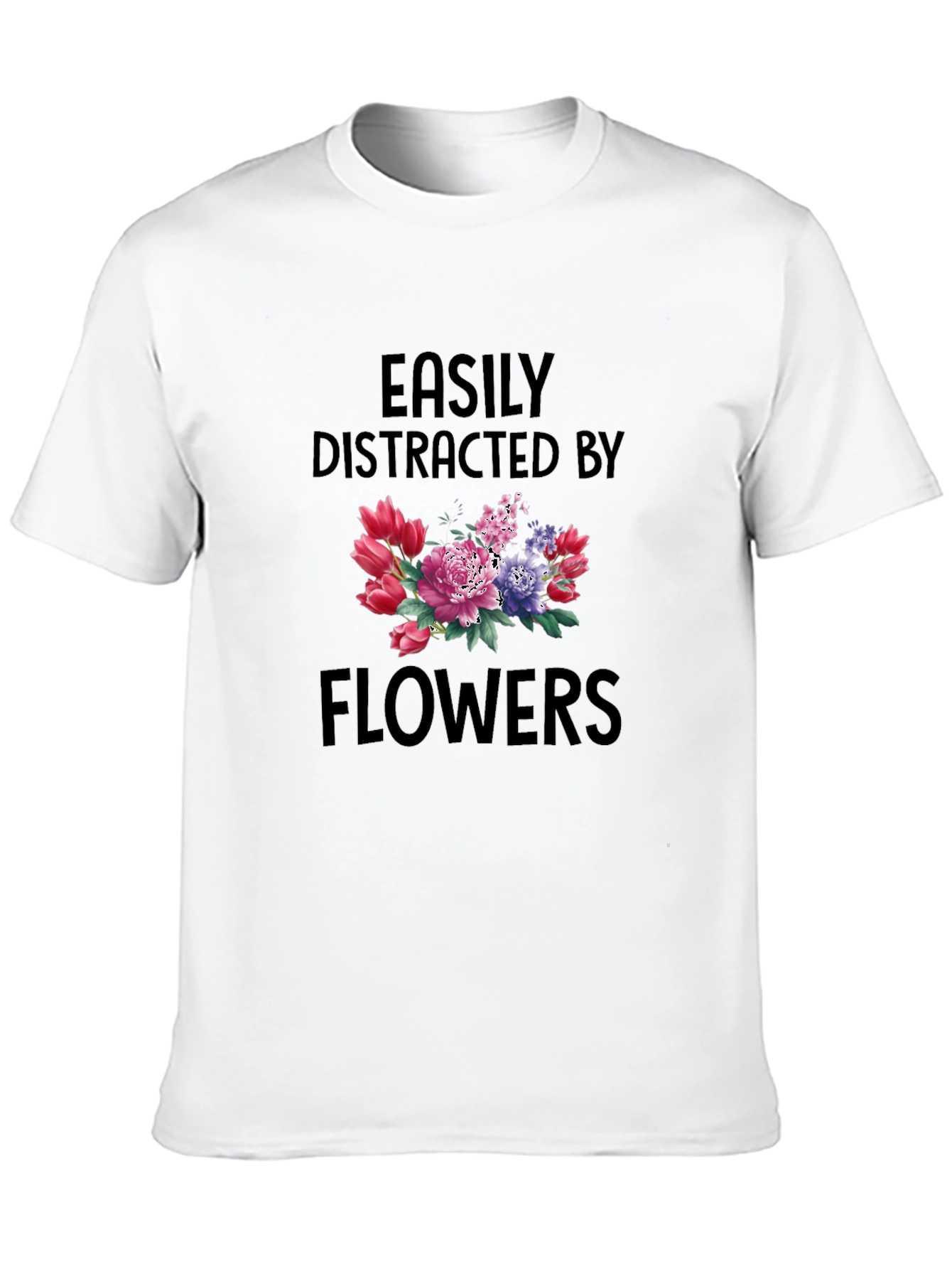 Black Easily Distracted By Flowers T-Shirt - Black view 10