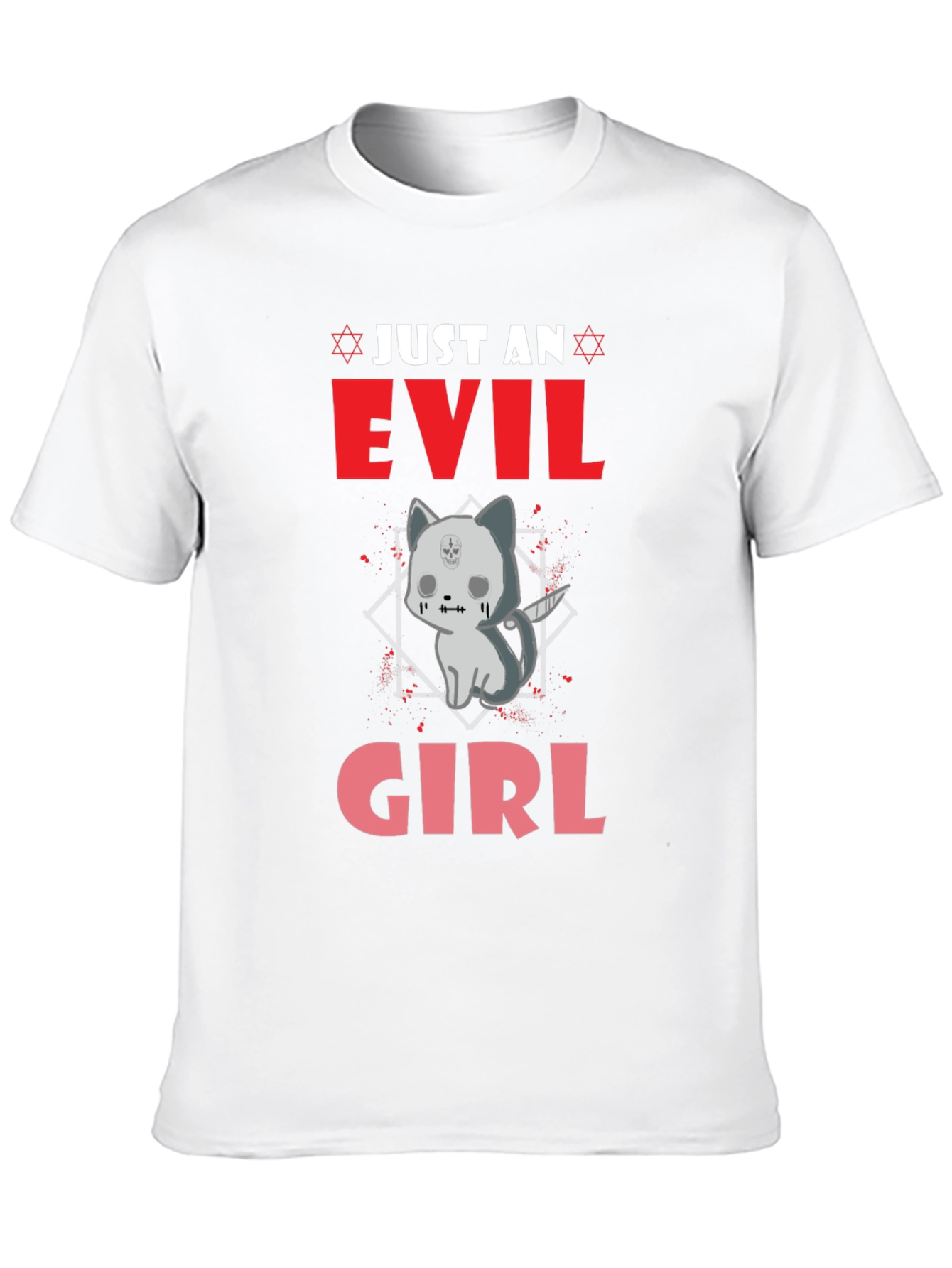 Black Evil Girl Kitten Graphic T-Shirt view 10