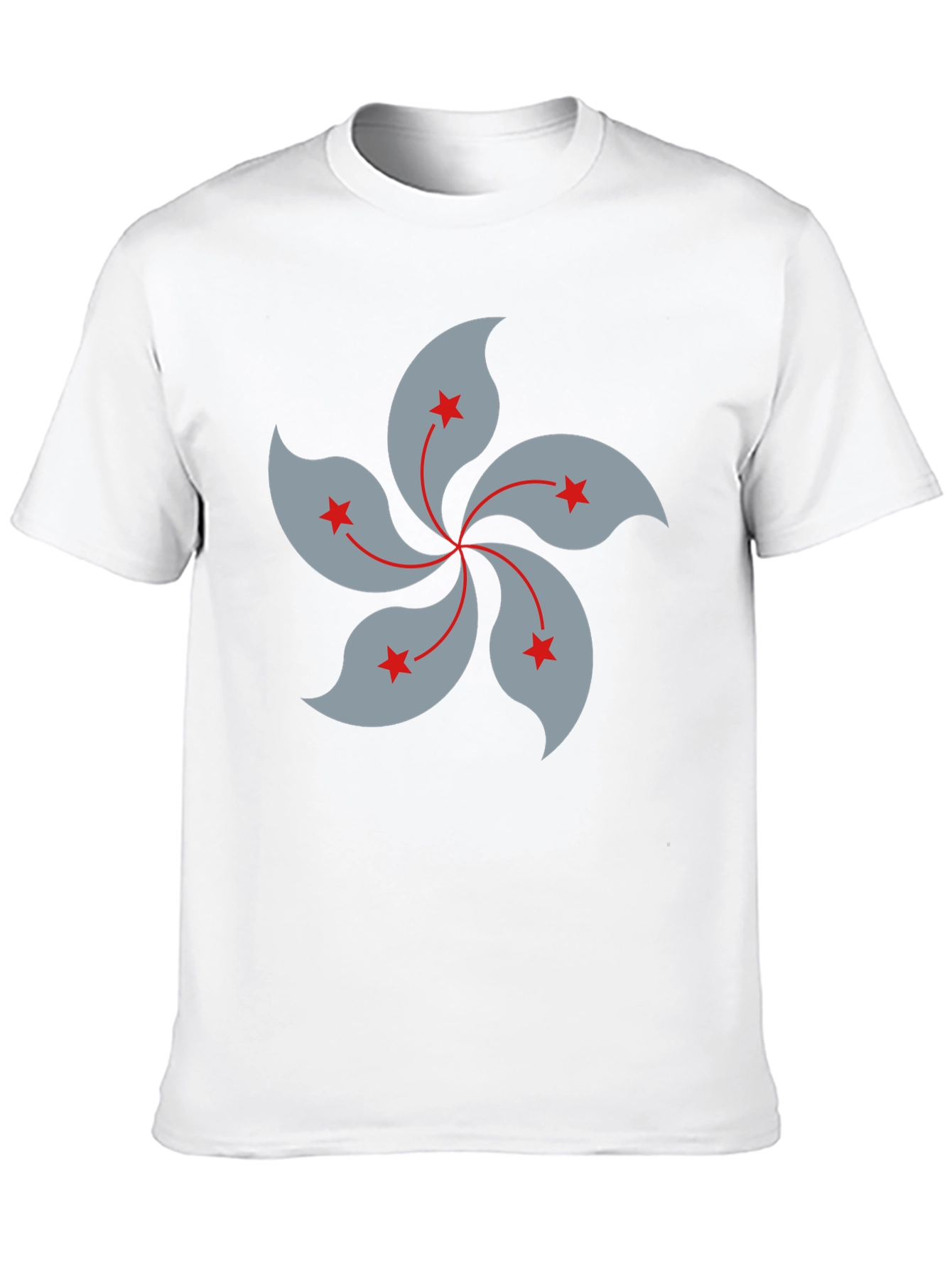 Black T-Shirt with Hong Kong Bauhinia Flower Design - 10