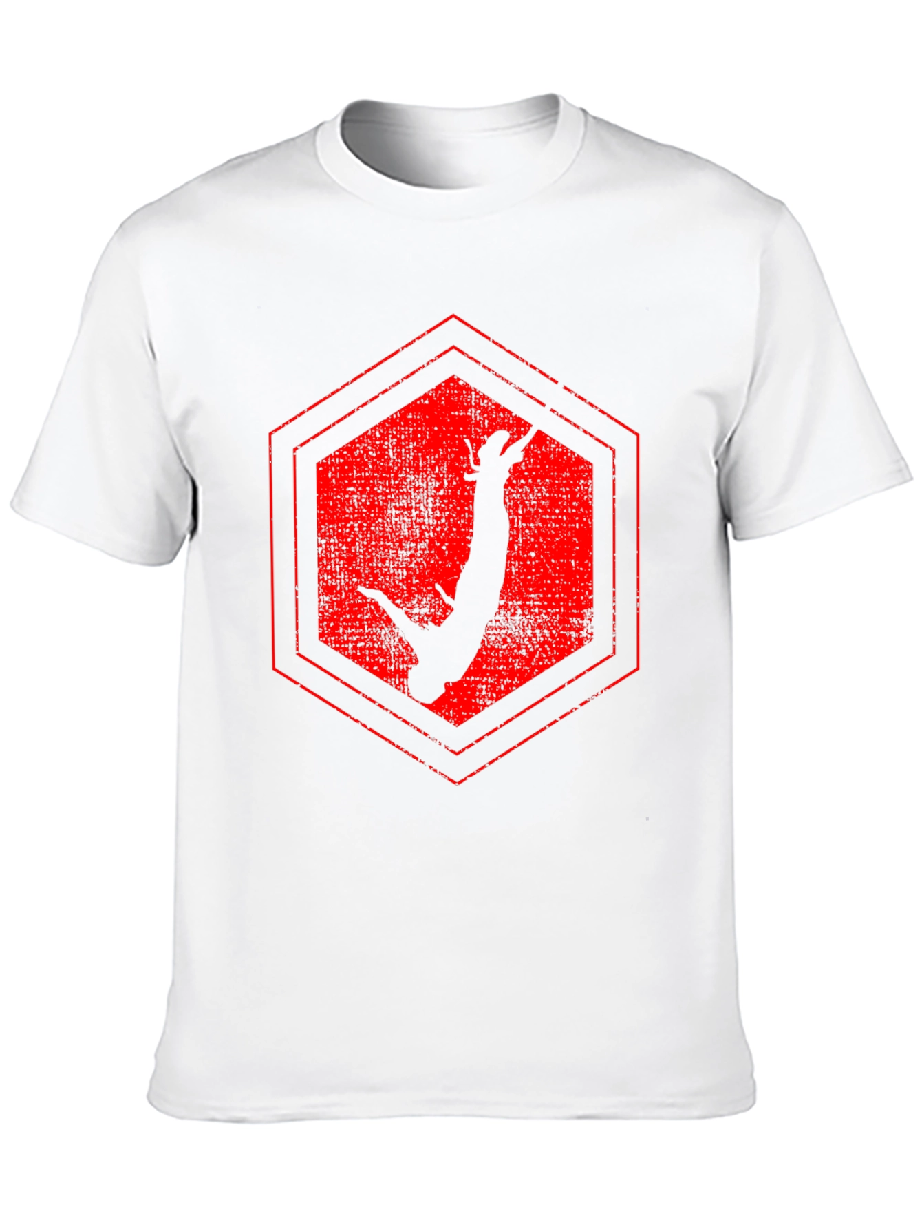 Red Hex Bungee Jumper Black T-Shirt - 10