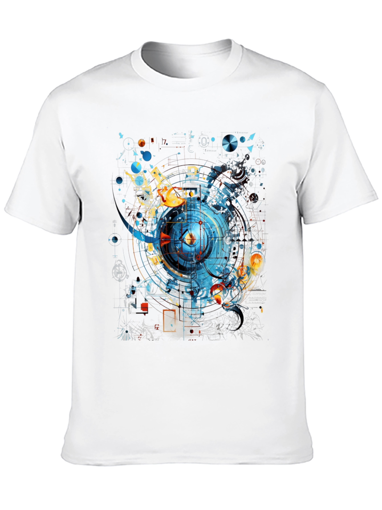 Black Abstract Geometric Design Black T-Shirt view 10