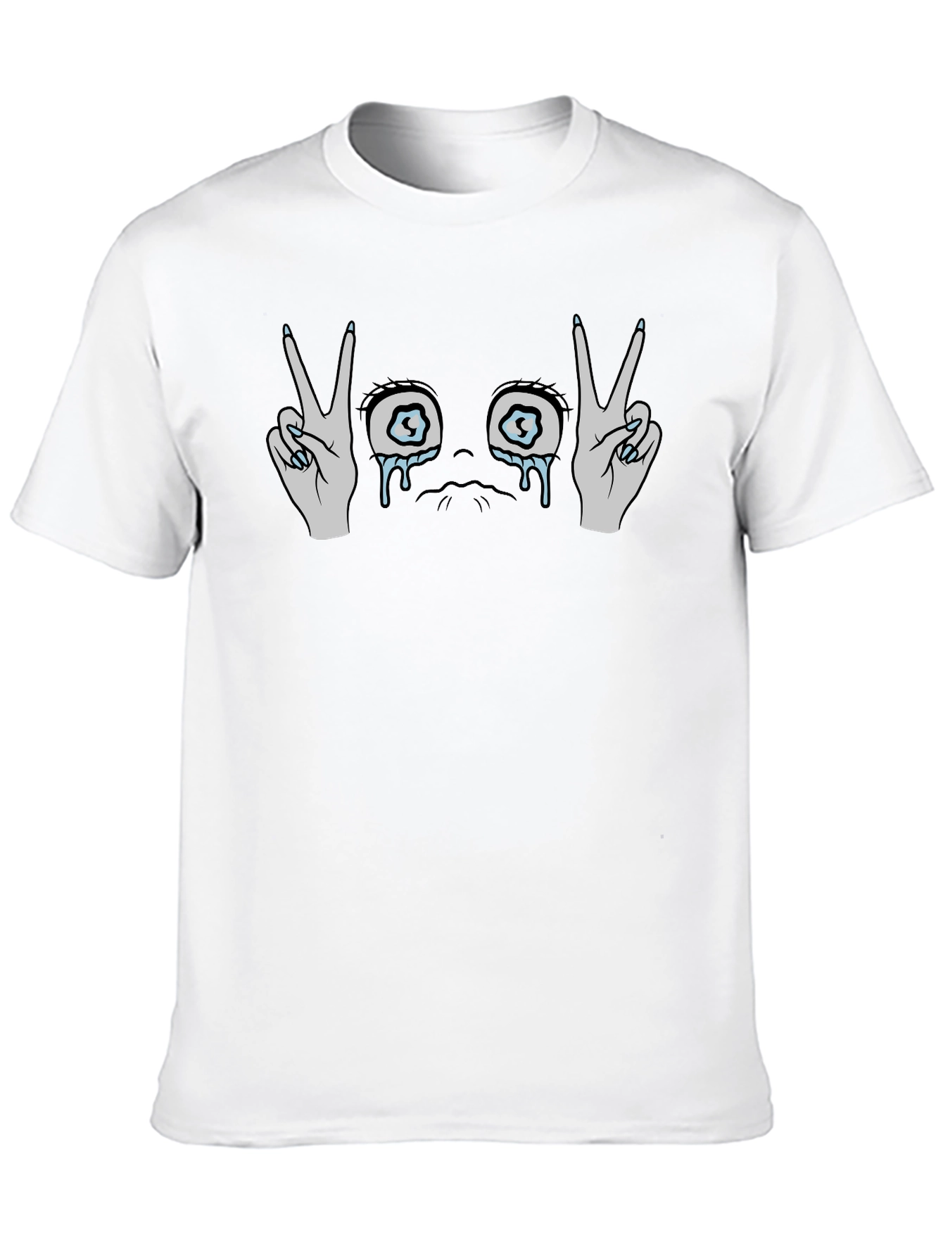 Black Crying Eyes Peace Sign Black T-Shirt view 10
