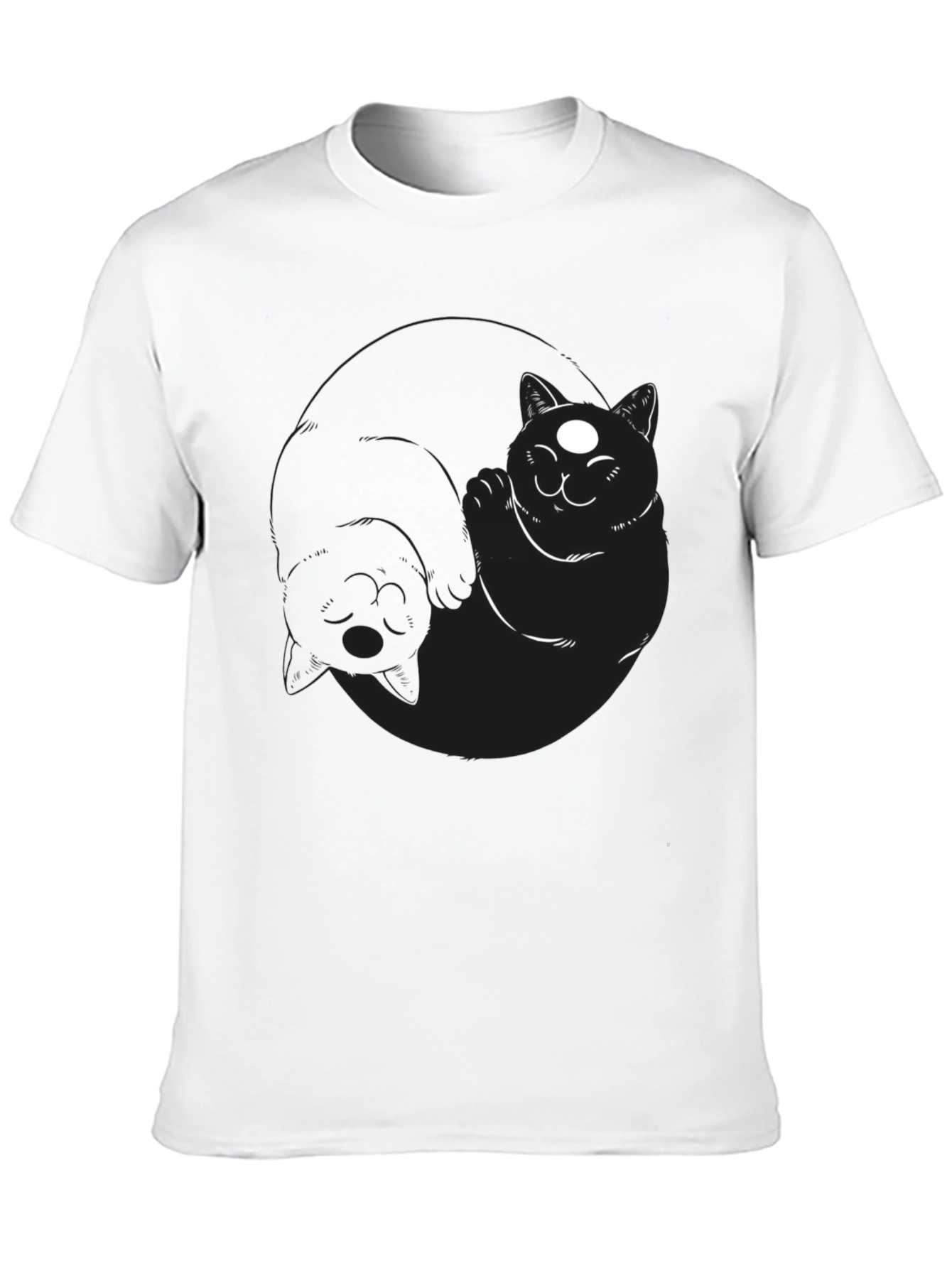 Black Yin Yang Cats Black T-Shirt view 10