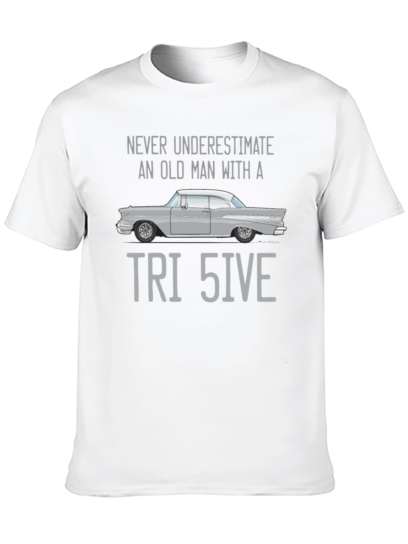 Black Tri Five Car T-Shirt - Never Underestimate Old Man Classic view 10