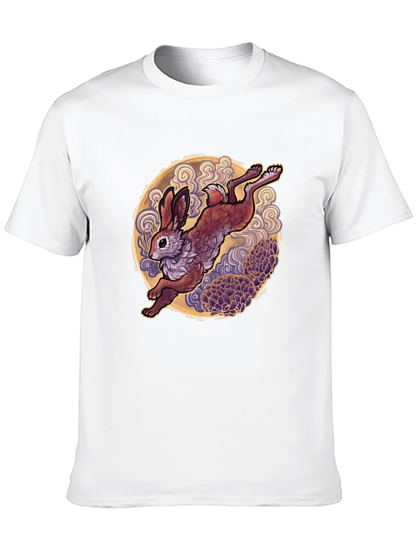 Black Rabbit Moon Graphic Tee - Black Cotton T-Shirt view 10