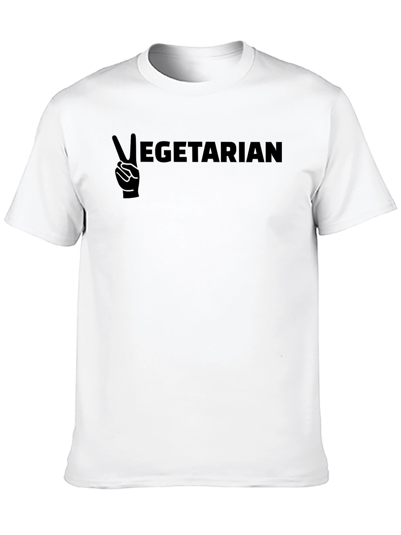 Black Vegetarian Peace Sign Graphic T-Shirt view 10