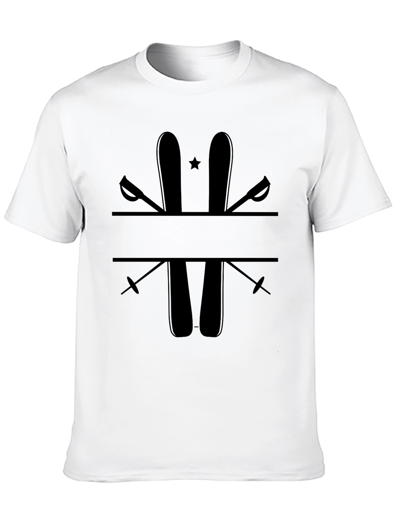 Black Ski & Poles Graphic Tee - Winter Sport Shirt view 10