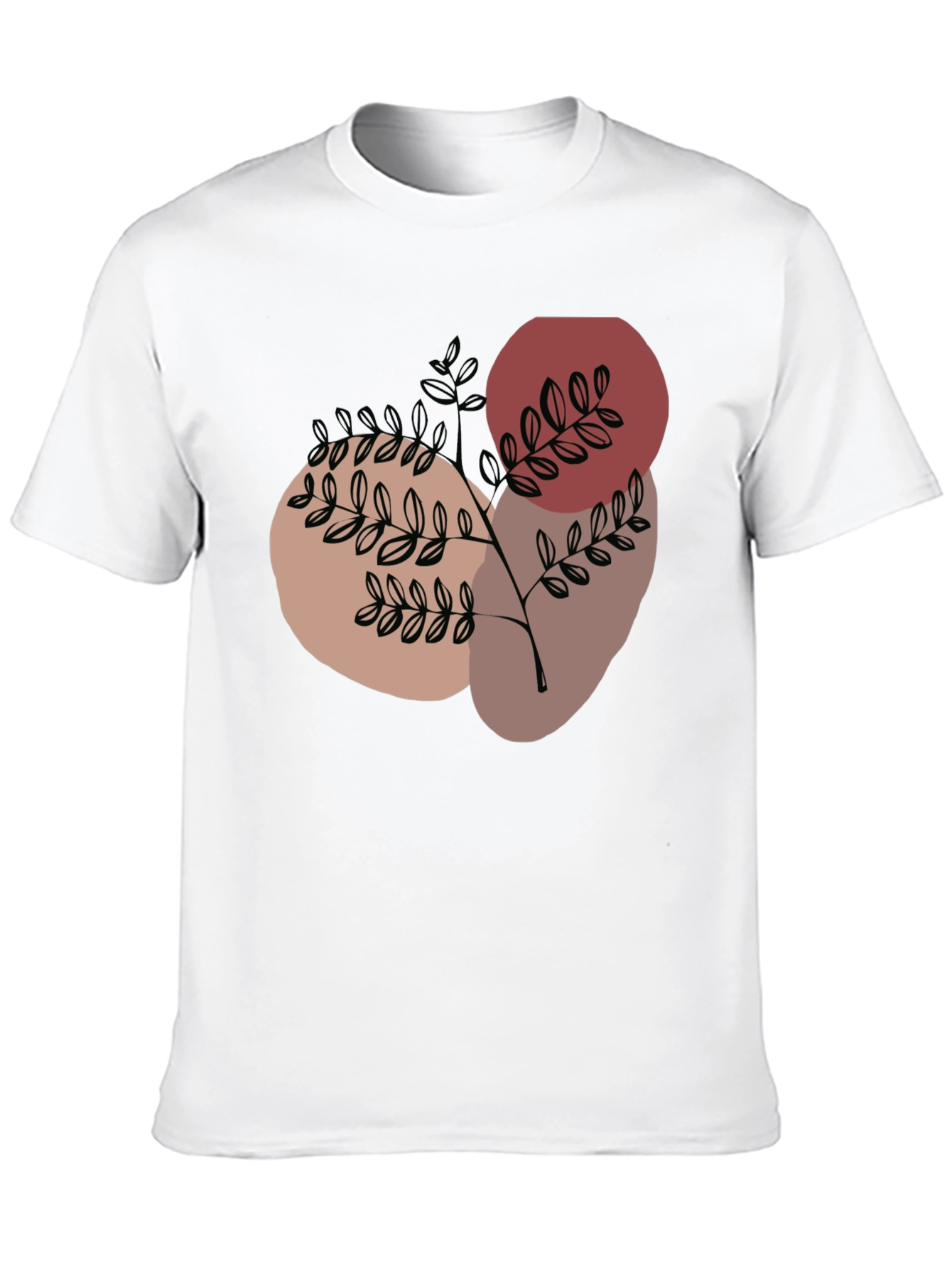 Black Abstract Botanical Print Black T-Shirt view 10