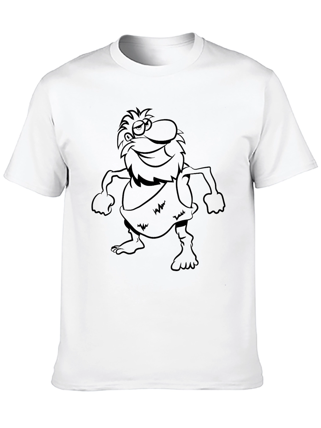 Black Cartoon Caveman Graphic Tee - Black Cotton Blend view 10