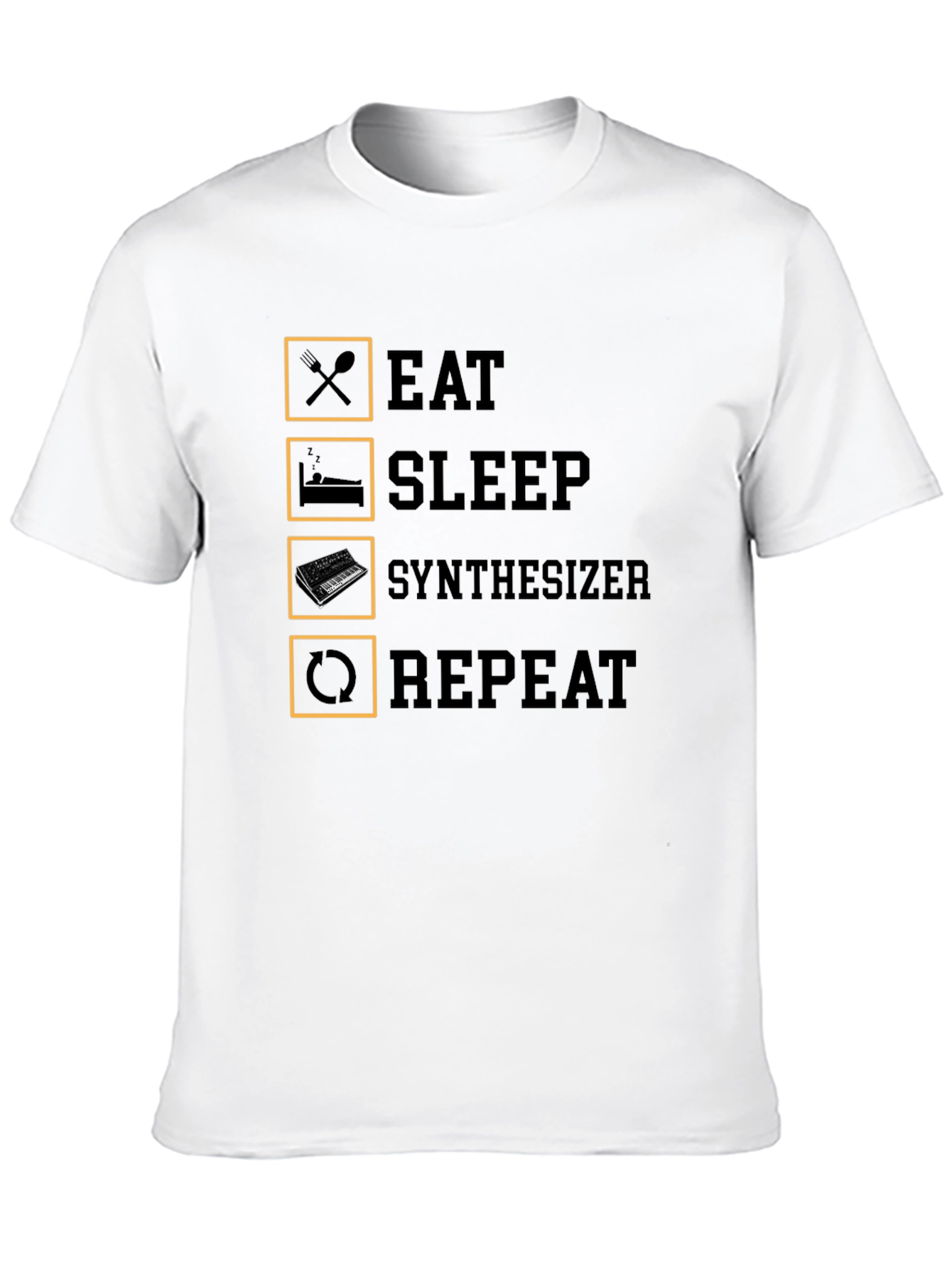 Black Eat Sleep Synthesizer Repeat T-Shirt view 10