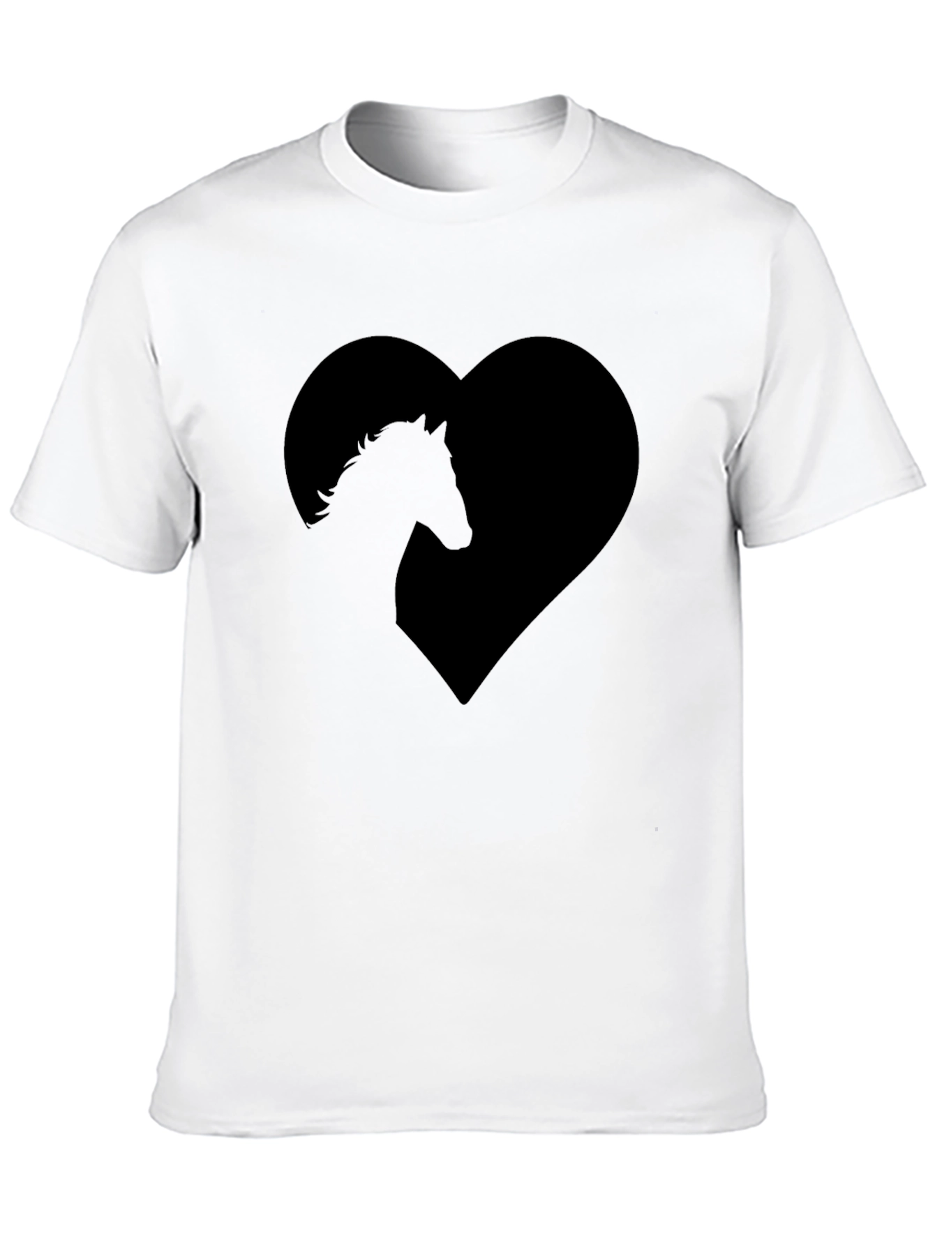 Black Horse Lover's Black T-Shirt - Heart Design view 10