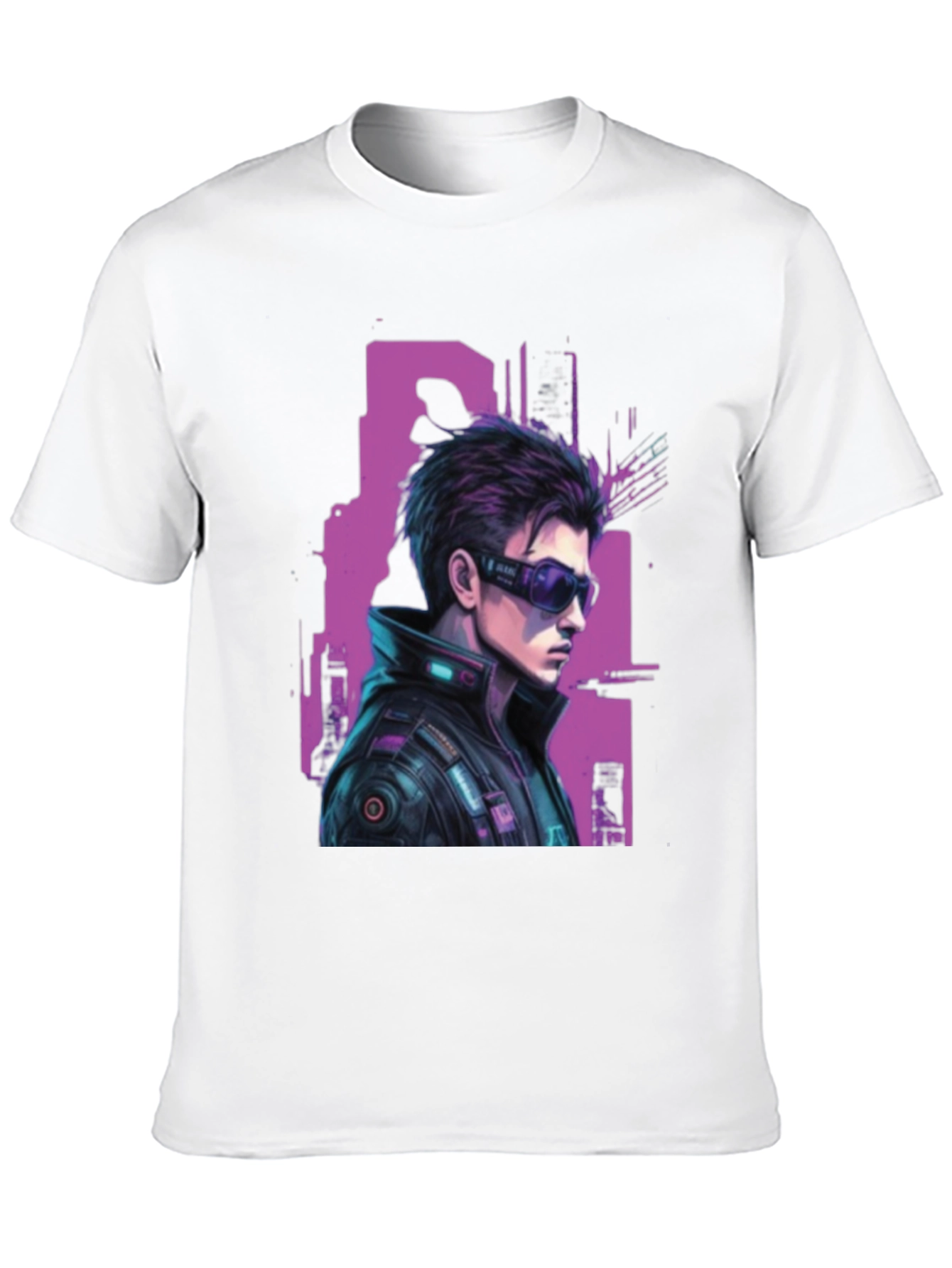 Black Cyberpunk Character Graphic T-Shirt view 10