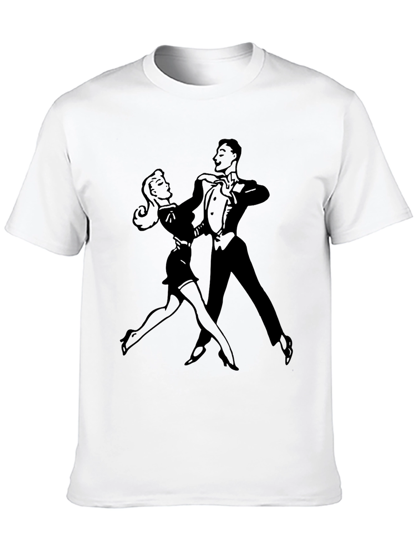 Black Retro Dance Graphic Tee - Black Cotton T-Shirt view 10