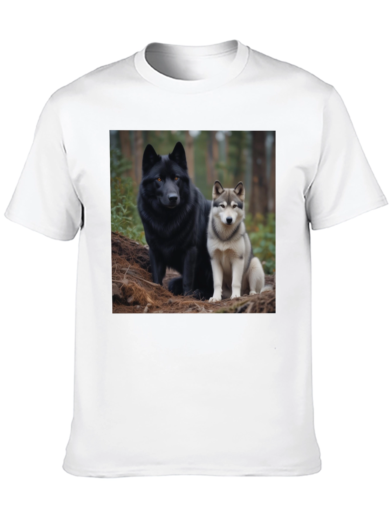 Wolf Pack Tee: Black T-Shirt with Canine Graphic - 10