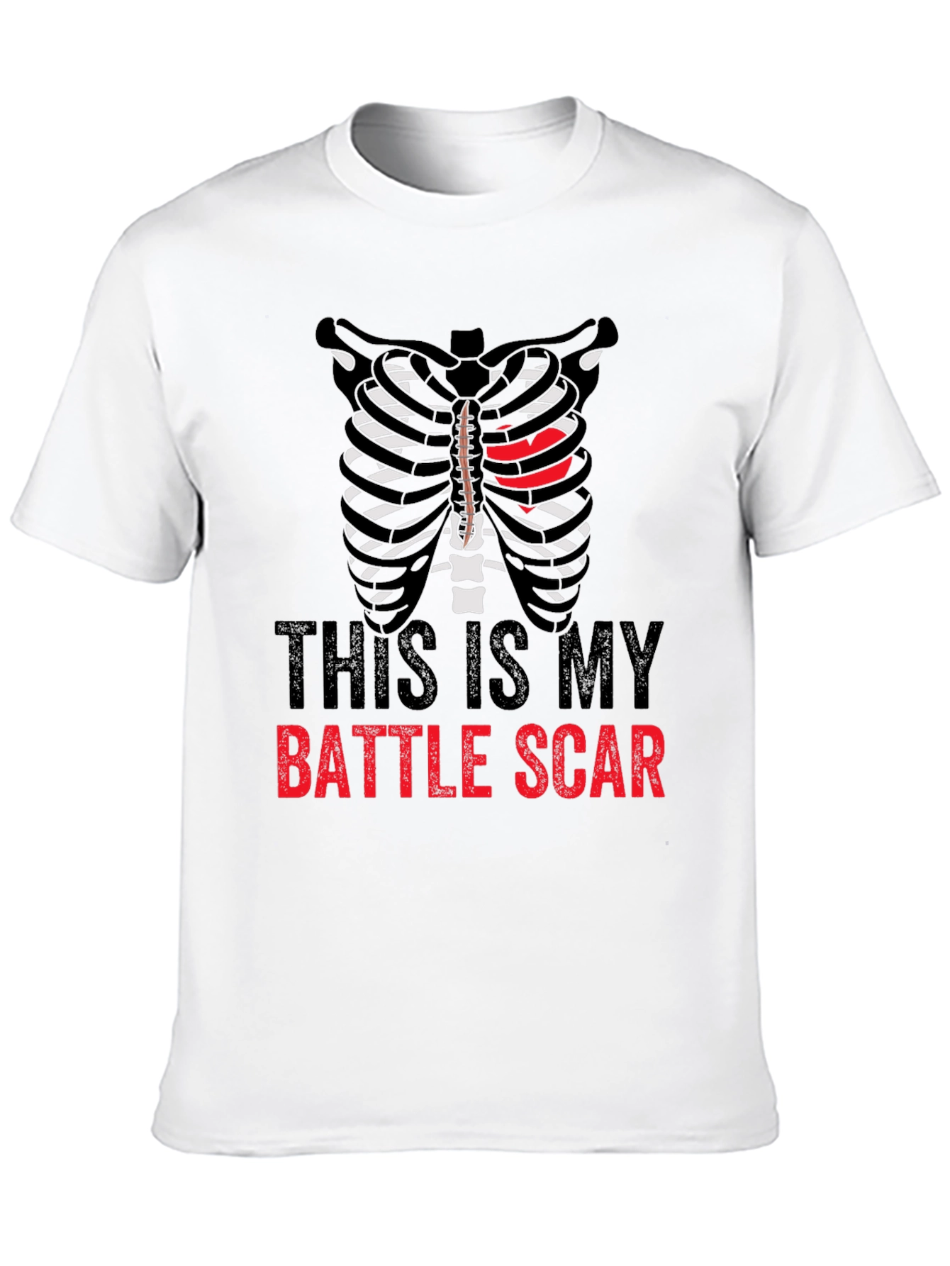 Black Battle Scar Ribcage Graphic Tee - Men's Novelty T-Shirt view 10