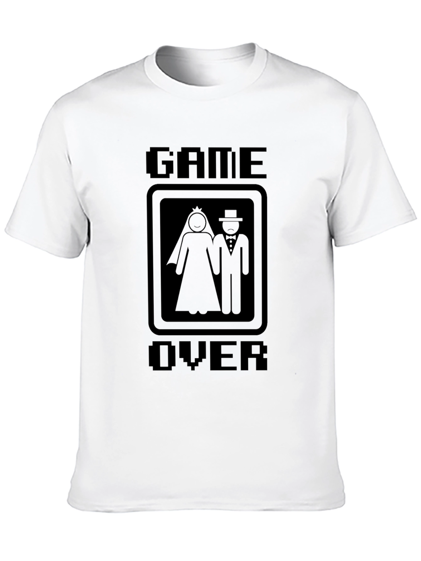 Black Game Over Wedding Humor T-Shirt view 10