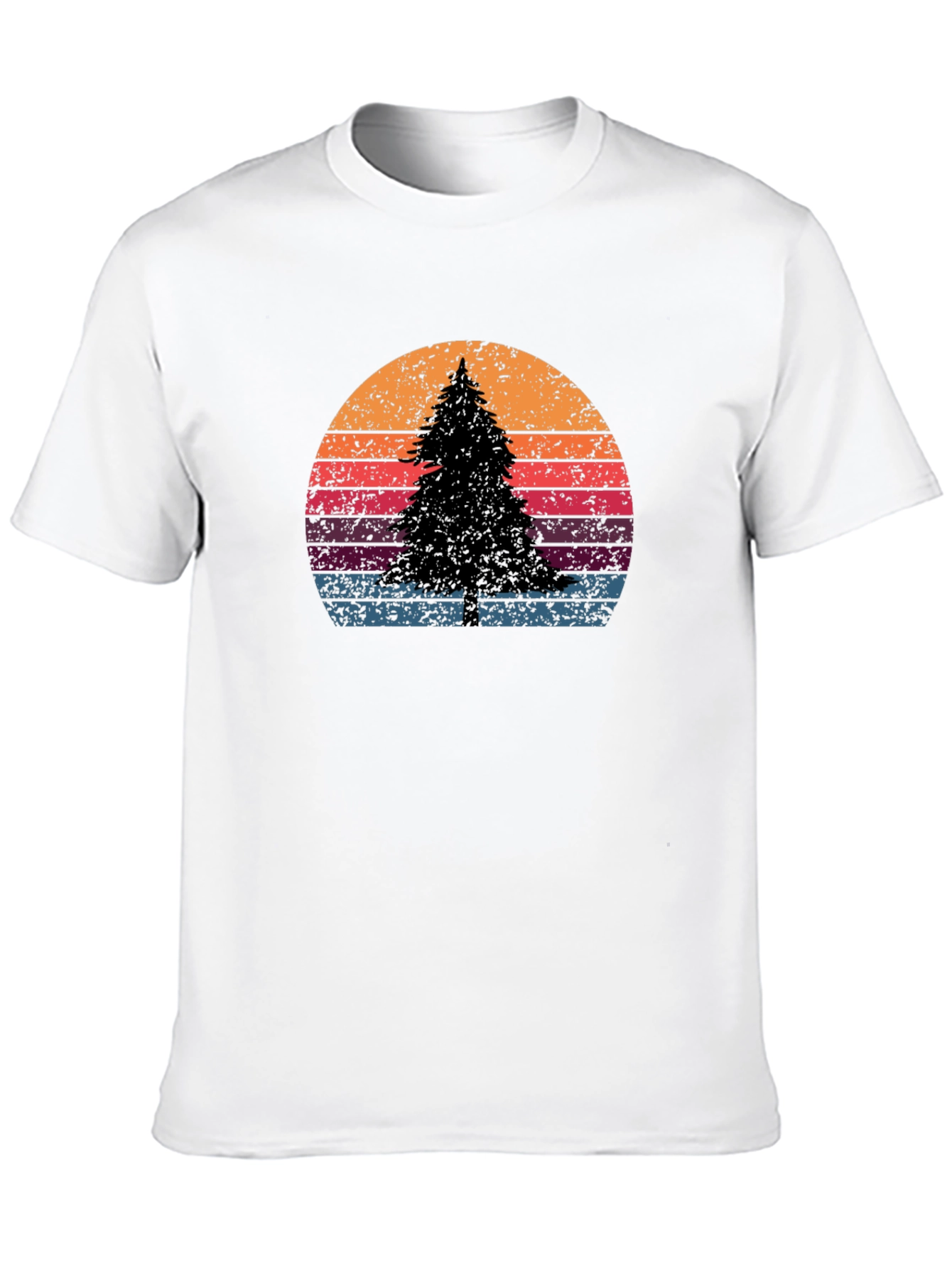 Black Retro Sunset Pine Tree Graphic Tee view 10
